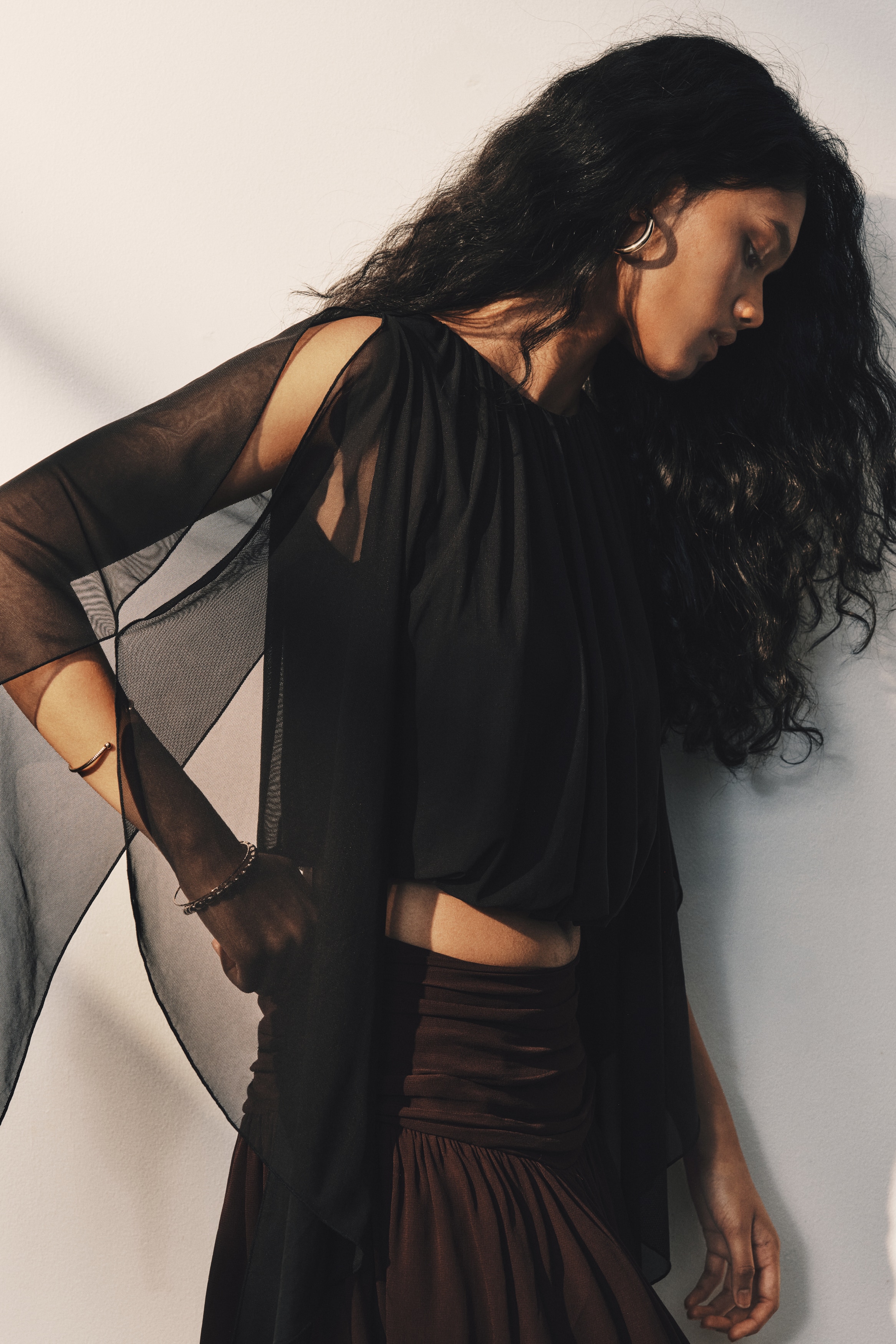Mesh Cape Top - Black