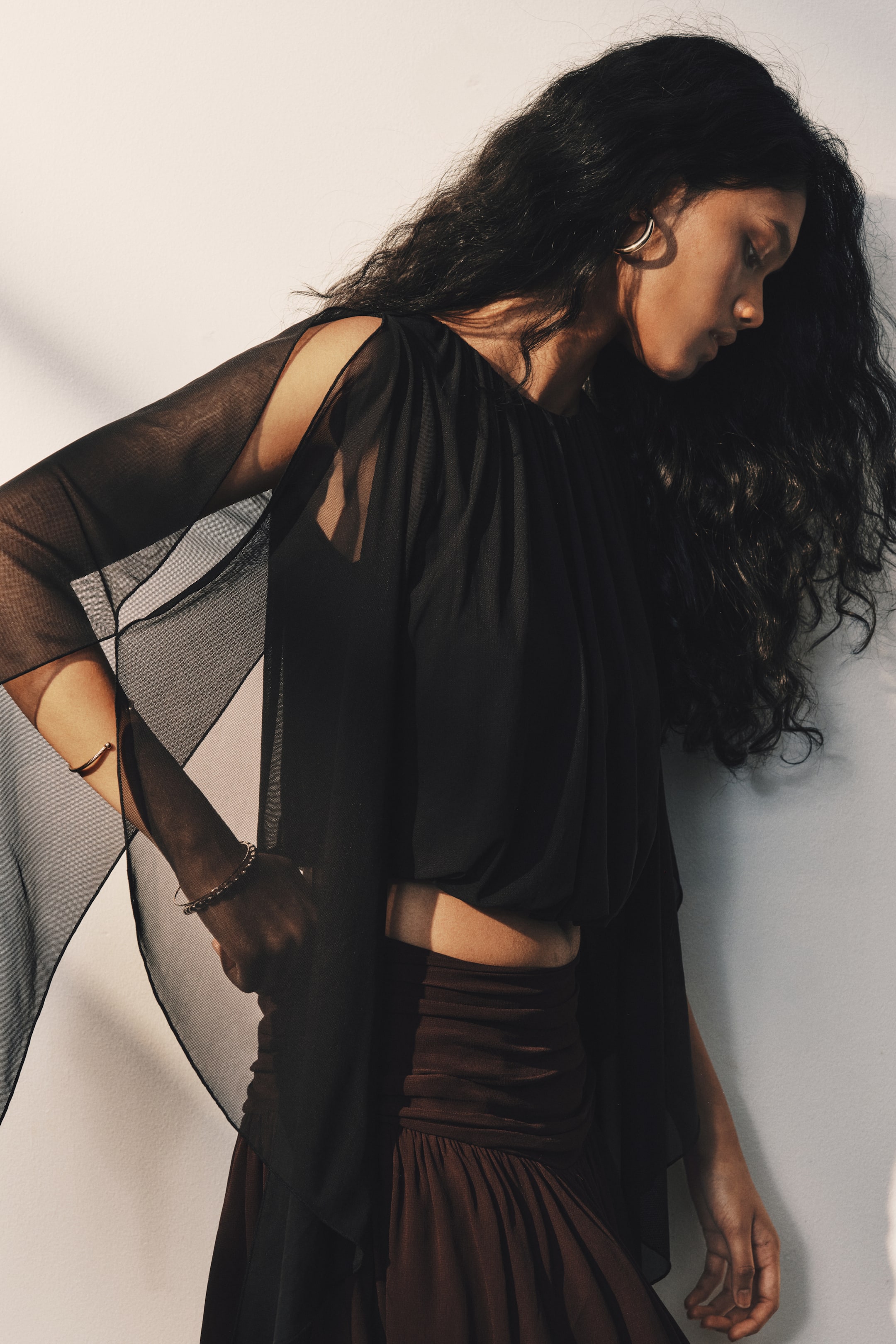 View larger image: Mesh cape top - Black - Ladies | H&M 1