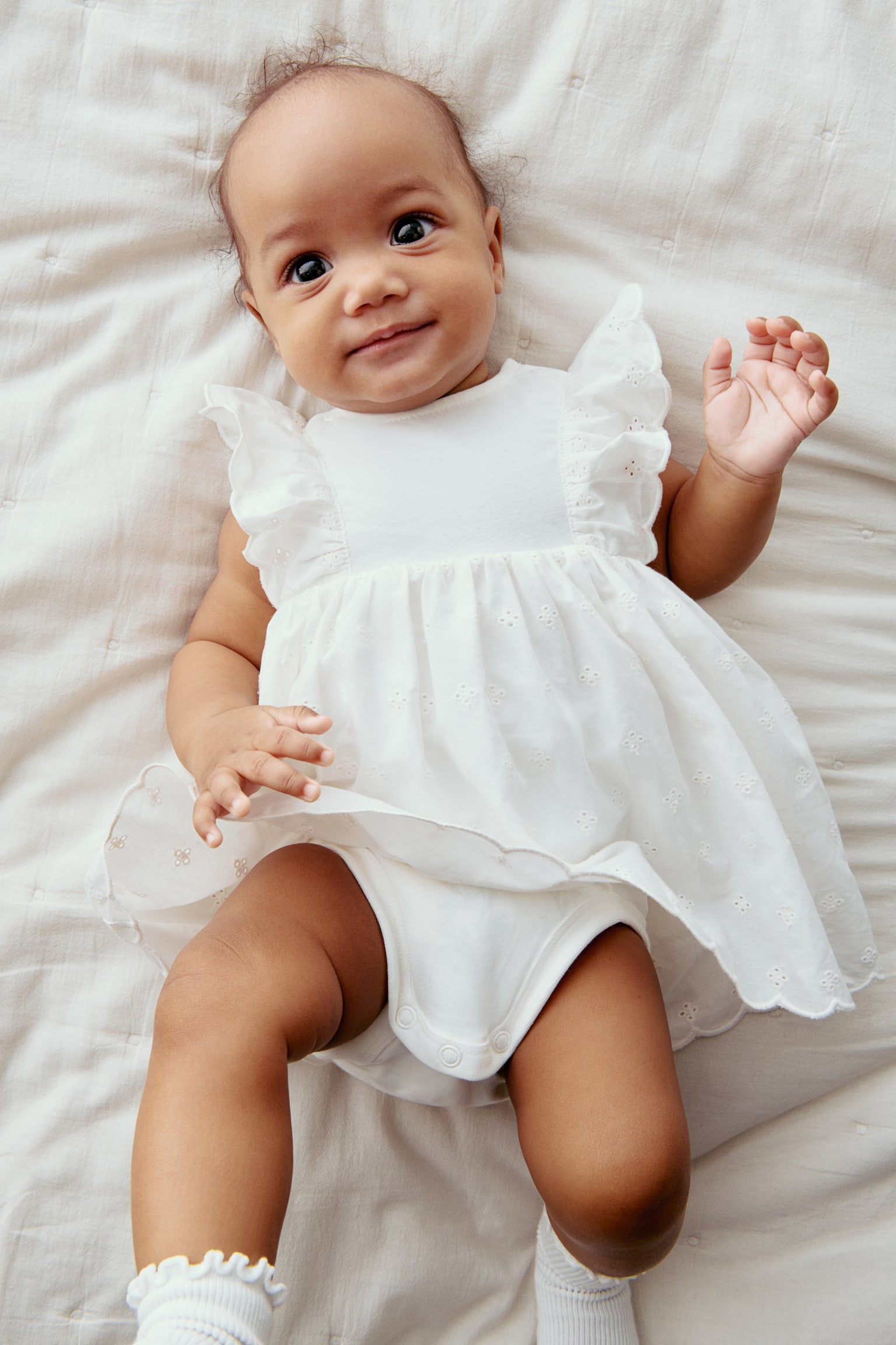 Frill-trimmed bodysuit dress - White - 2