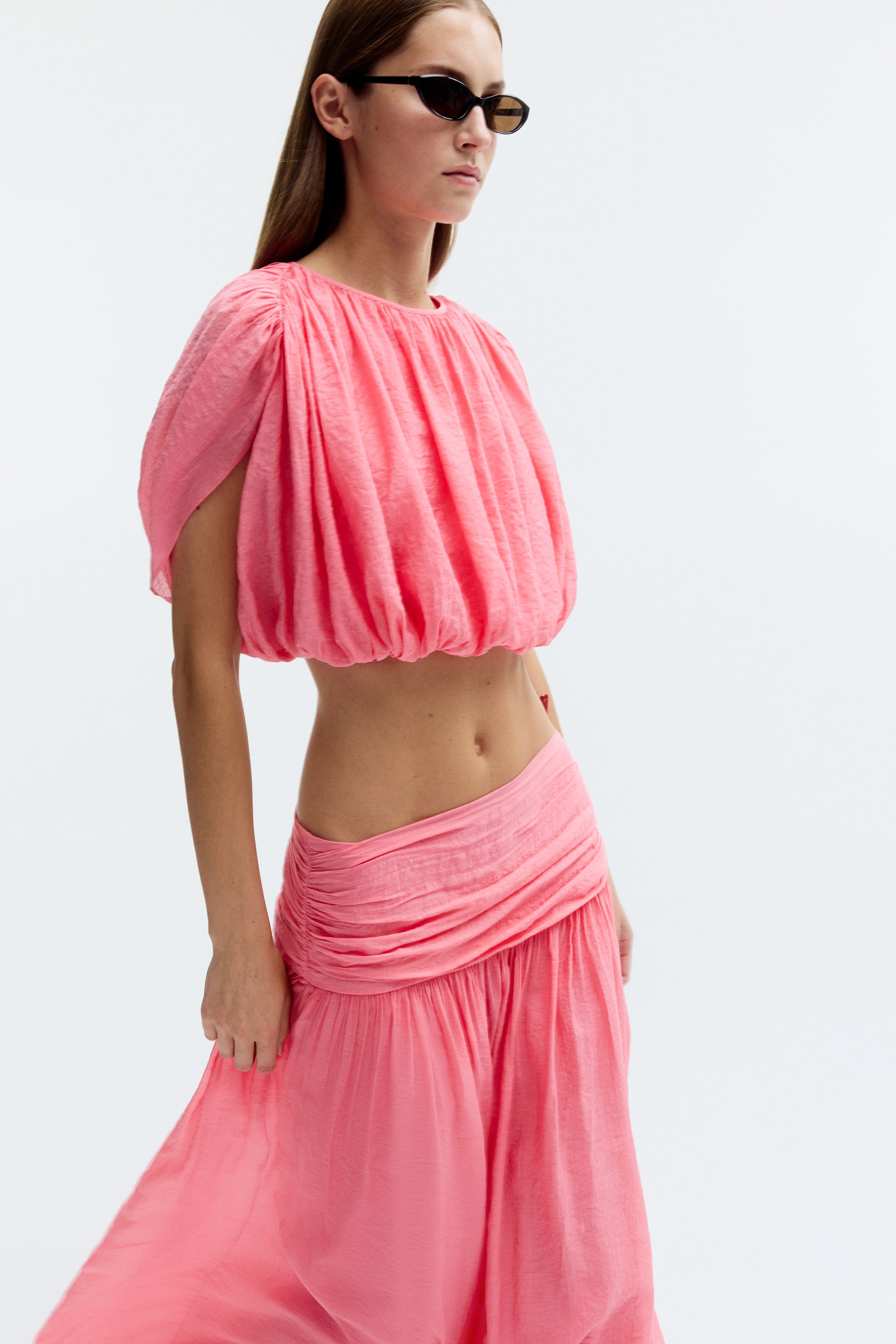 Bubble-Hem Crêpe Top