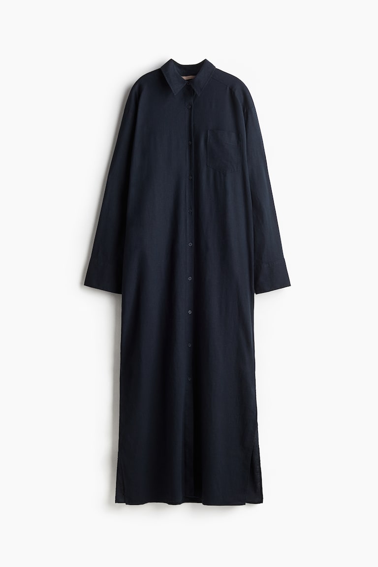 Women's Nearly black Linen-Blend Shirt Dress | H&M US