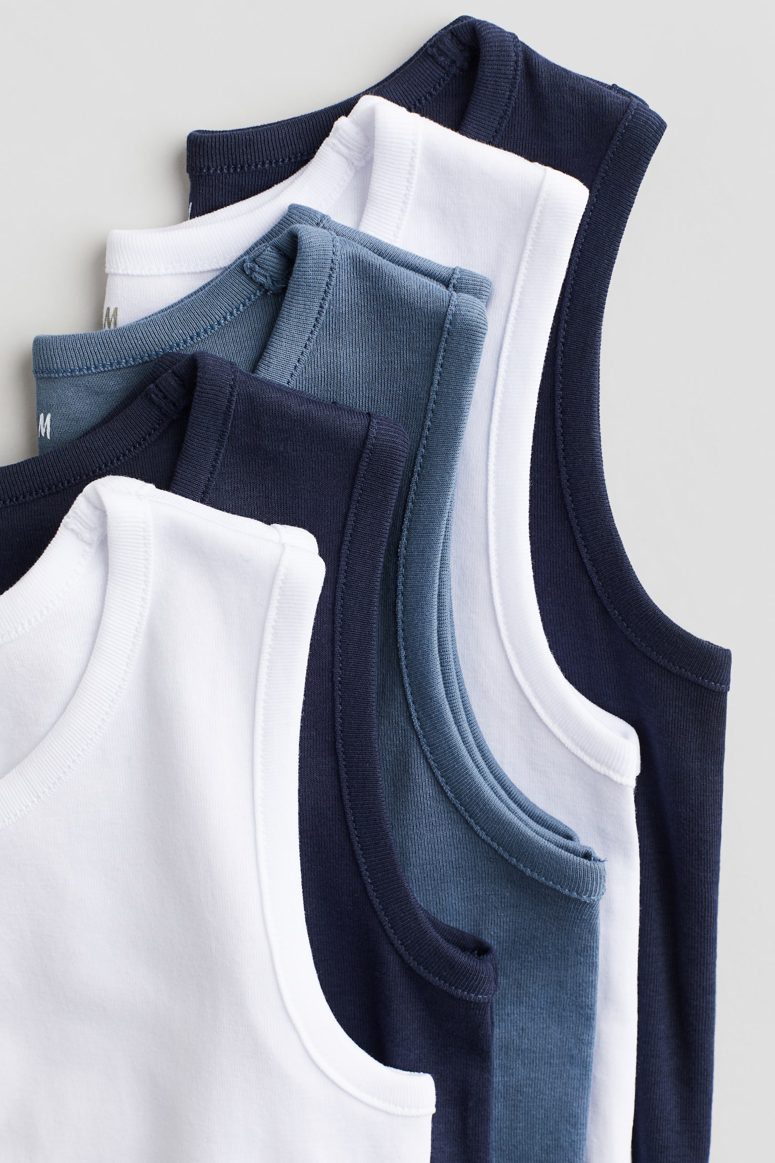 5-pack Cotton Singlets - Navy blue/White/Light blue/Blue/Grey/Dark blue/White/Black/White/Turquoise/Beige/Dark grey/Light grey marle - 2