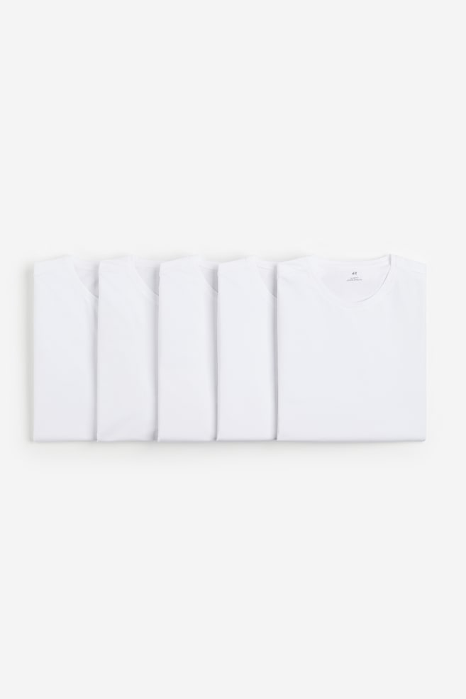 5-pack Slim Fit T-shirts - White/White/Black/Grey/Beige/Green/Khaki green/dc - 1