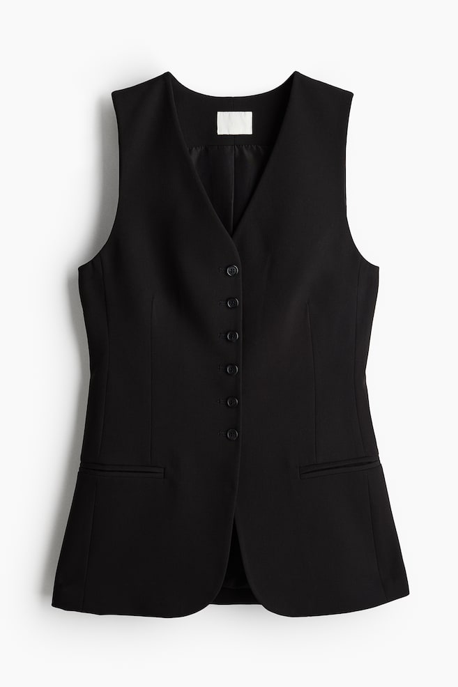 Viscose-blend suit waistcoat - Black/Dark grey/Pinstriped - 1