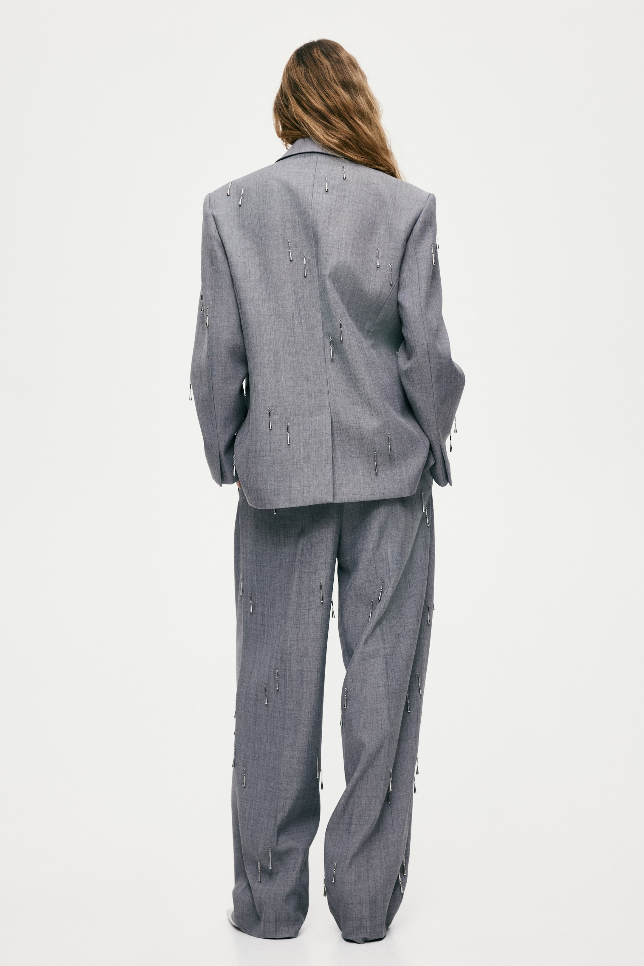 View larger image: Bead-embellished trousers - Grey - Ladies | H&M MY 6