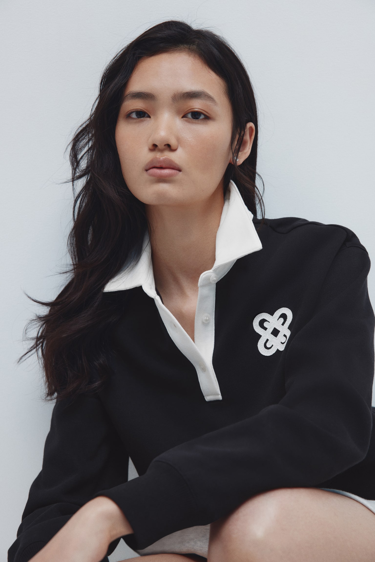 Rugby shirt - 블랙/크림 - 1