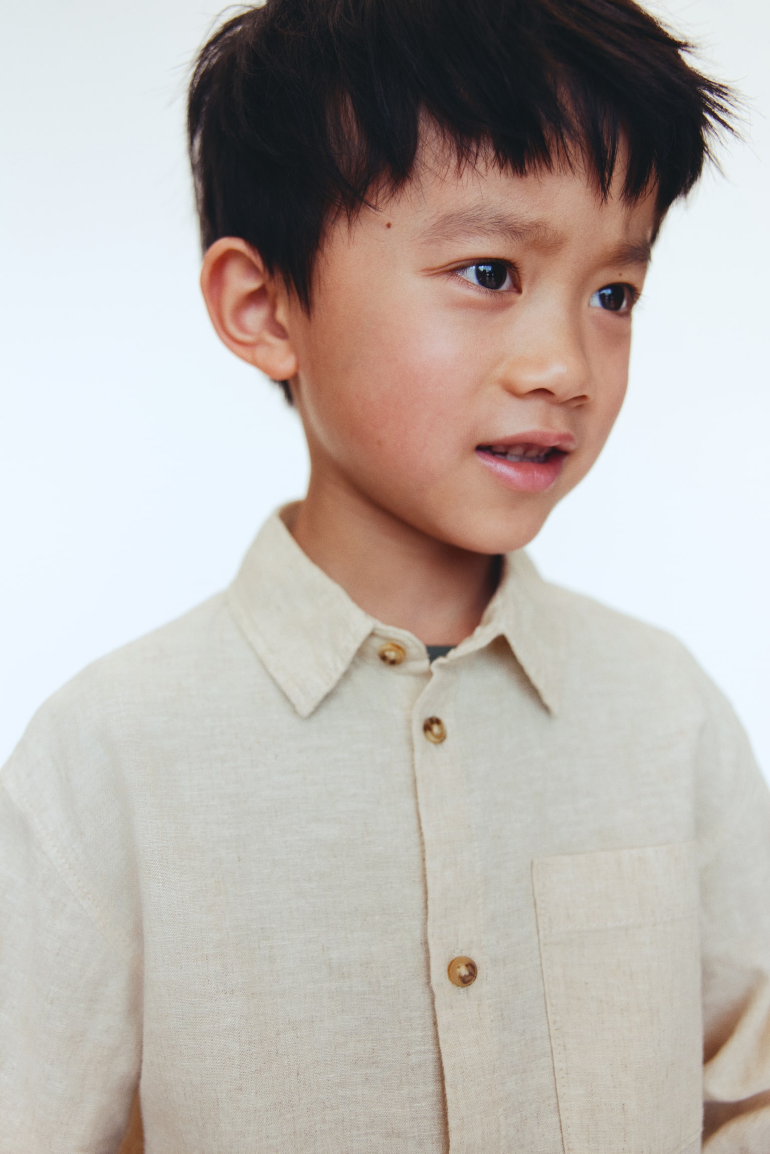 Сорочка на основі льону - Світло-бежевий/Білий/Світло-блакитний/смужки/Світло-зелений меланж - 4