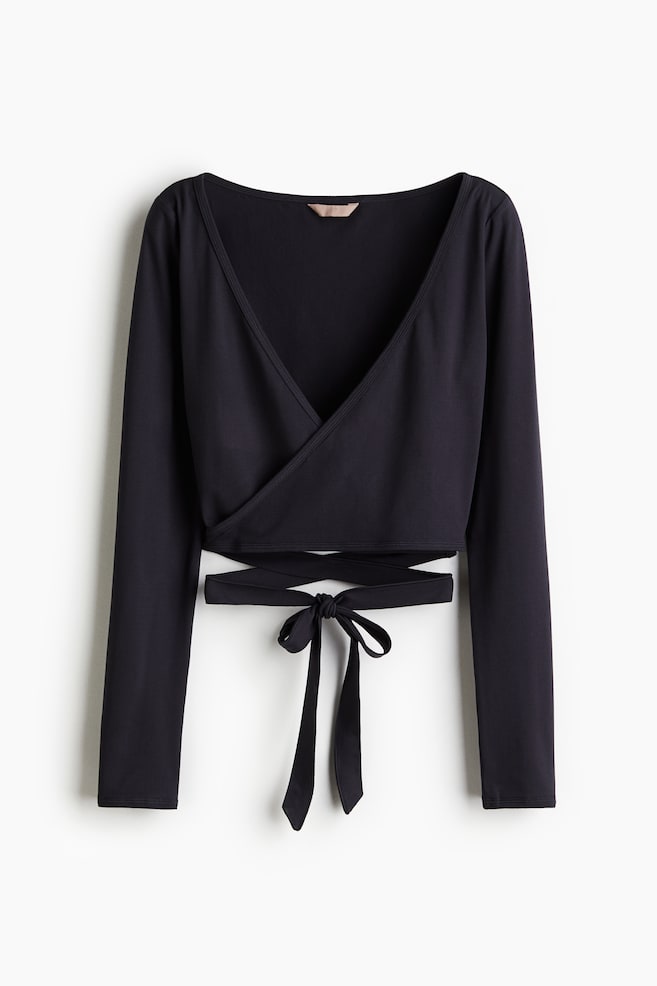 Short wrap top - Nearly black/Dark brown - 1