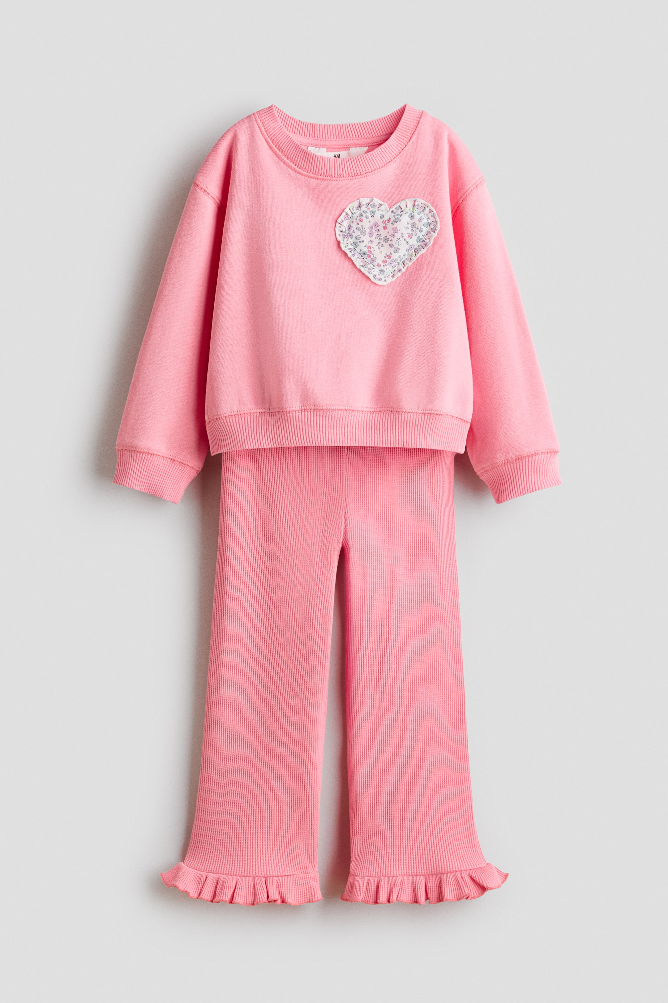 Grösseres Bild ansehen: 2-teiliges Set mit Motiv - Korallenrosa/Herz - KINDER | H&M CH 1