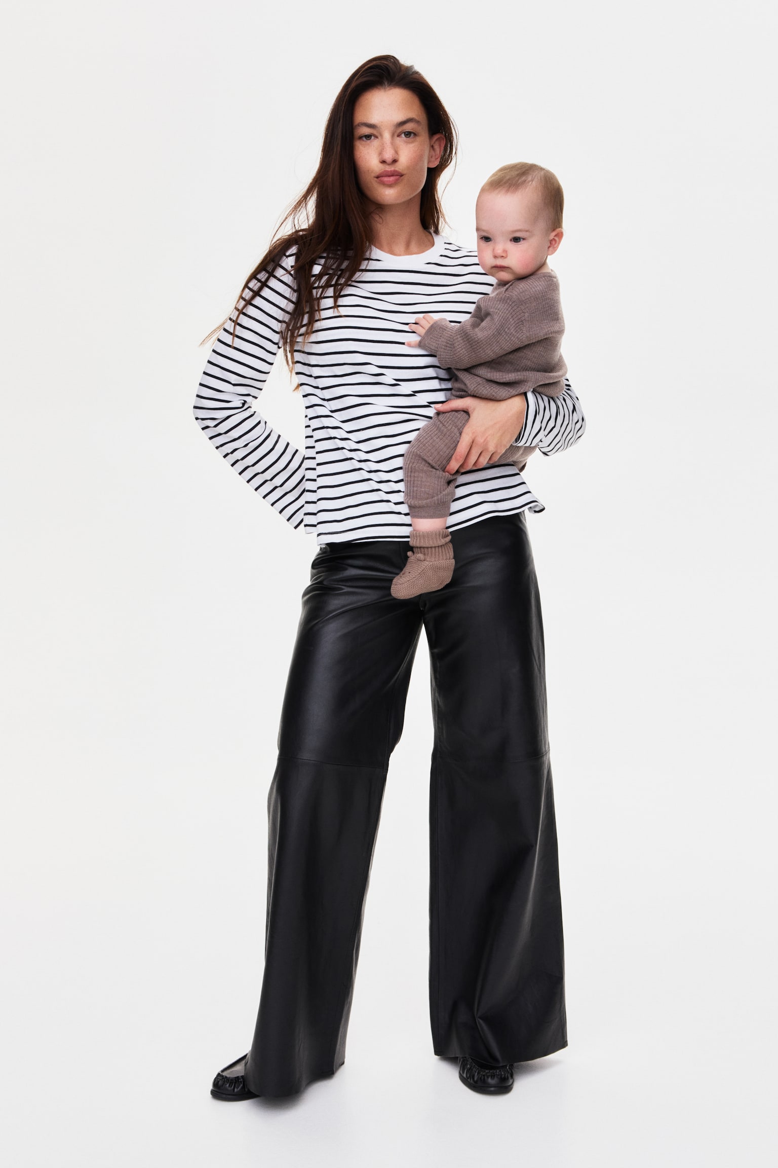 MAMA Camisola de amamentação em algodão - Branco/Riscas/Branco/Riscas vermelhas/Branco/Riscas pretas/Preto/Branco - 4