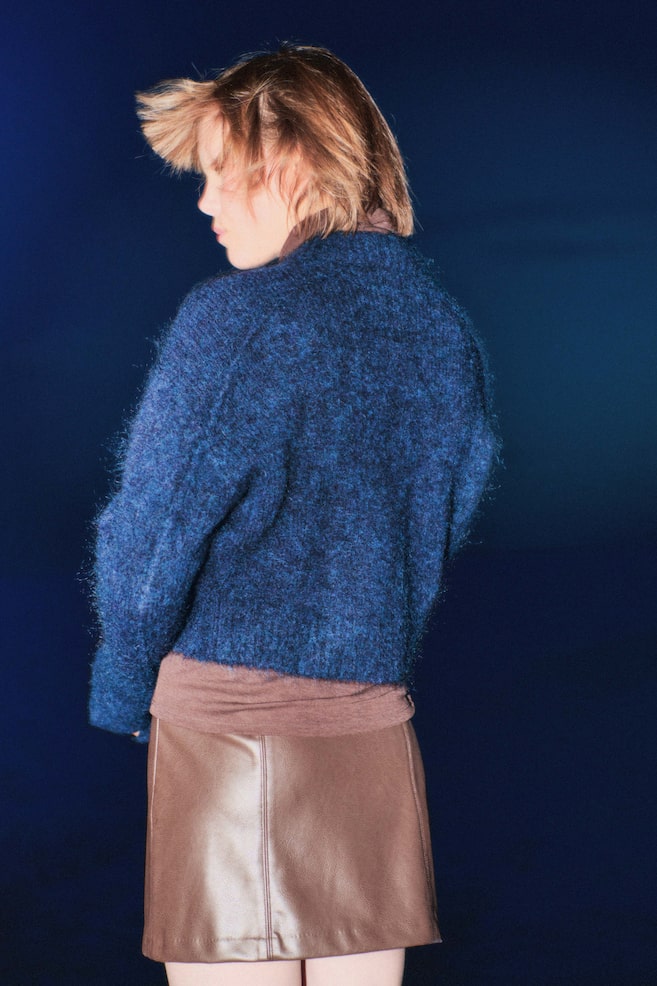Cárdigan en mezcla de mohair con cremallera-Azul marino - 4
