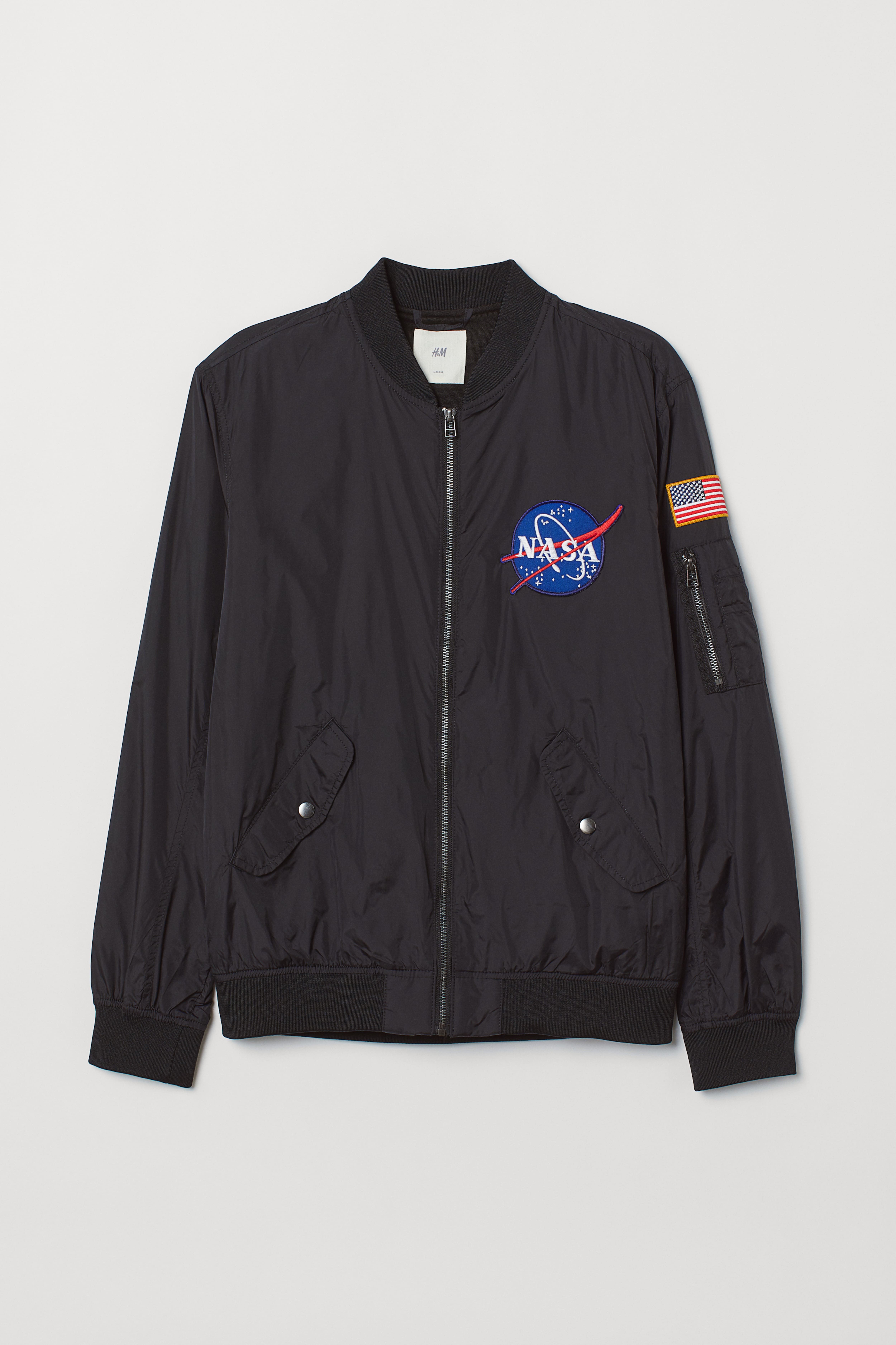 Nylon bomber jacket Black NASA Men H M GB