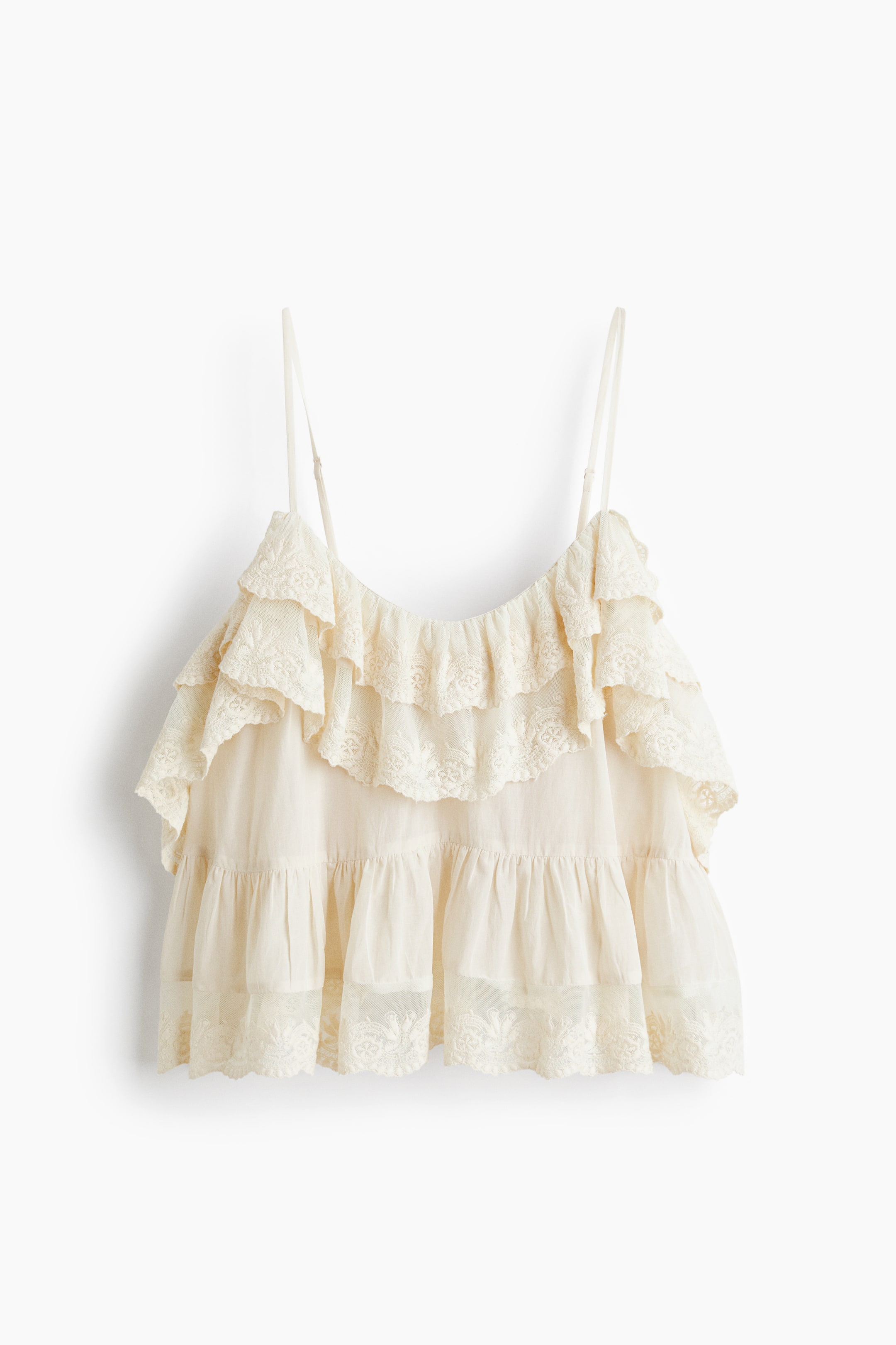 Flounced Top with Embroidery