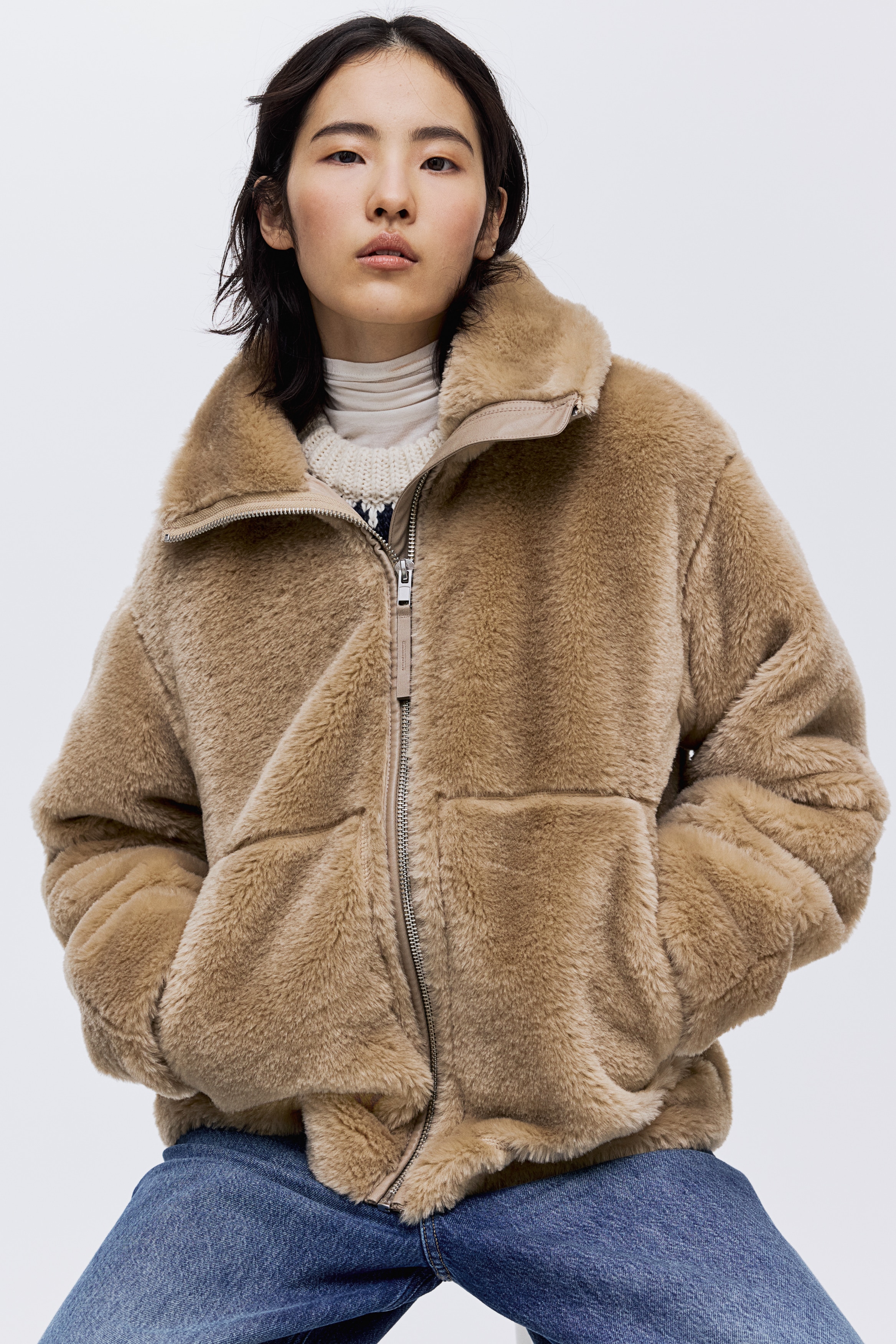 オーバーサイズジャケット - ダークブラウン - レディース | H&M JP