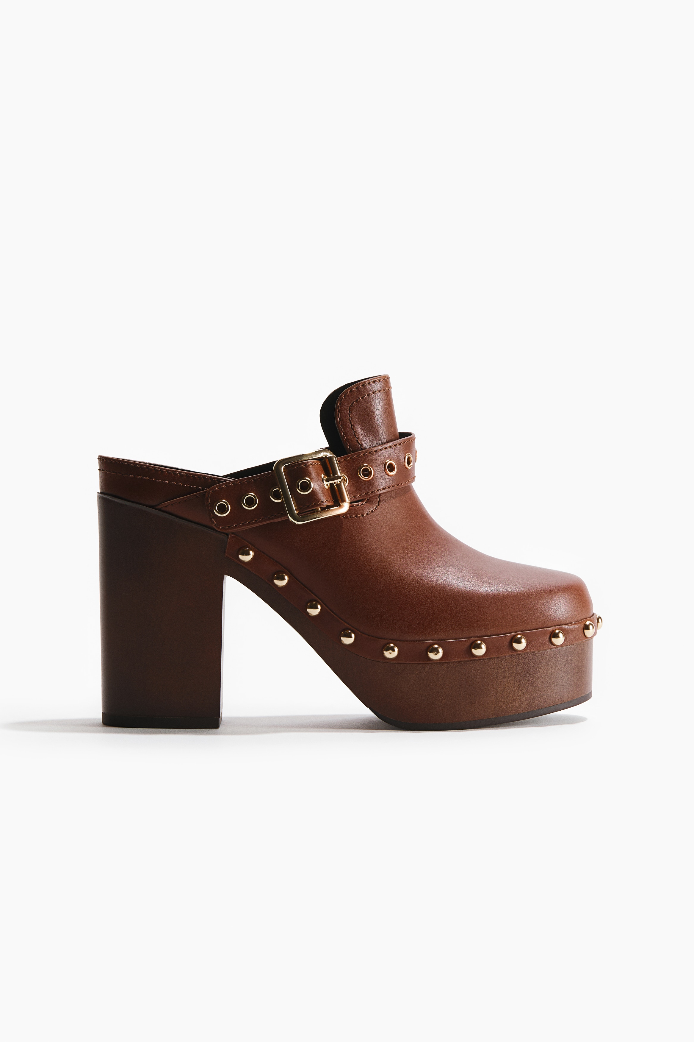 Heeled platform clogs - Brown