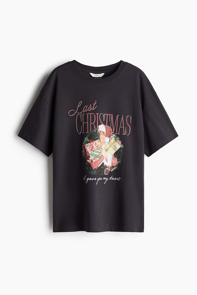 Oversized Printed T-shirt Dark gray/George Michael Ladies H&M US