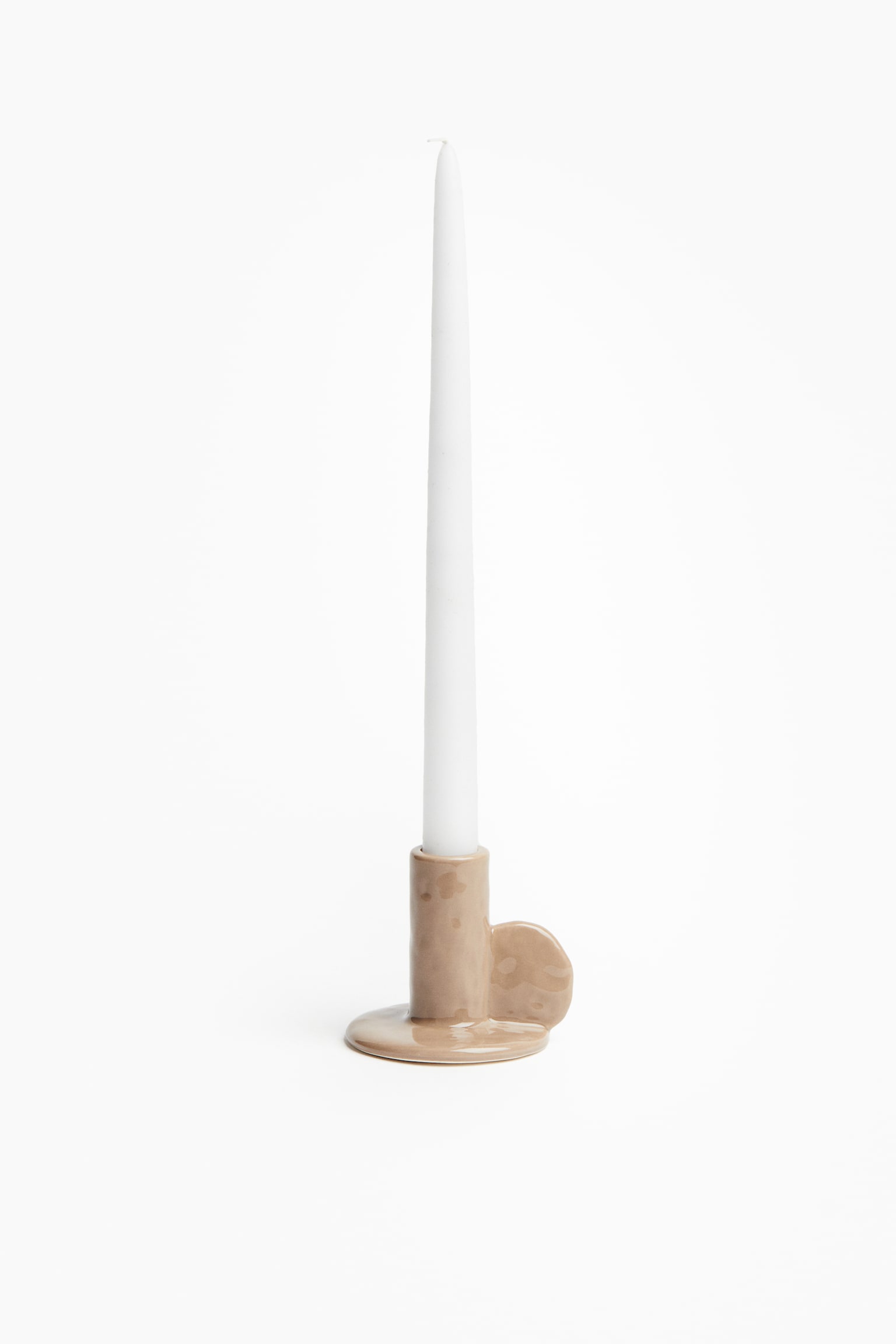 Stoneware candlestick - Beige - 1