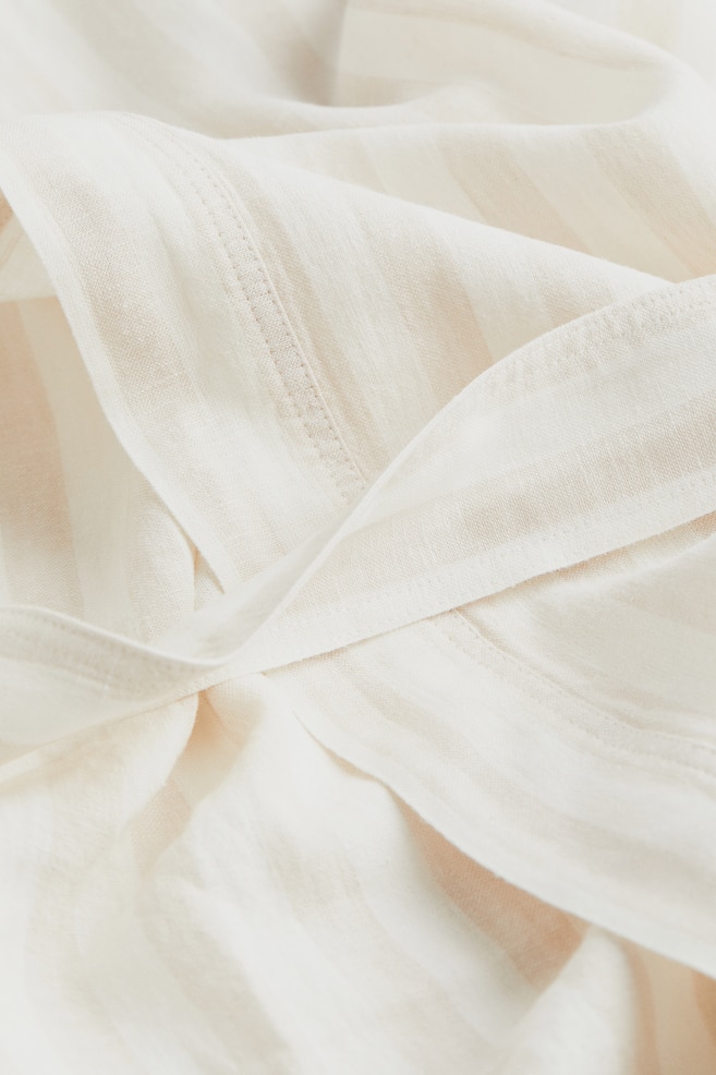 Linen-blend dressing gown - Light beige/Striped - 6