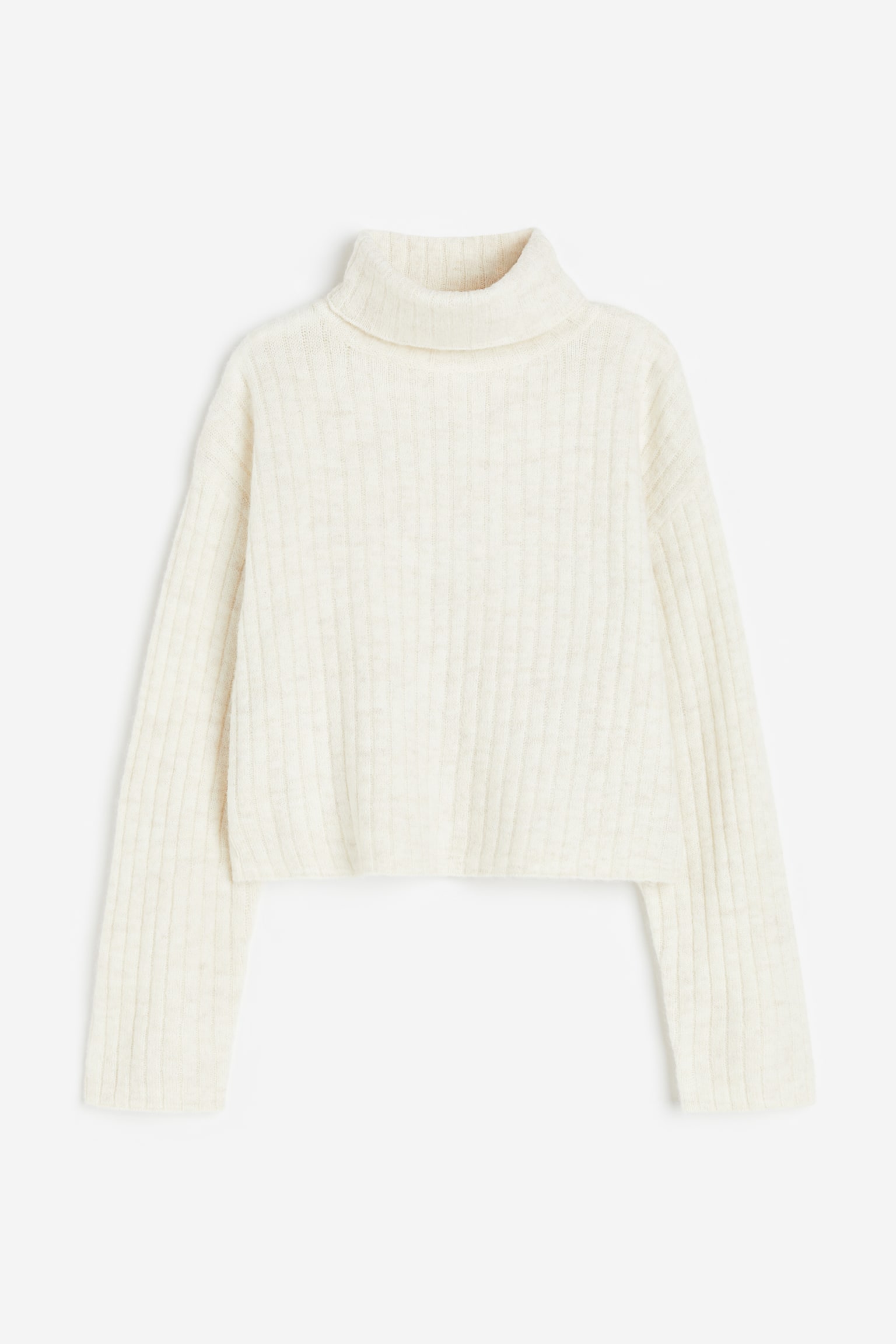 High Neck Sweater - Cream/Light grey marle - 1