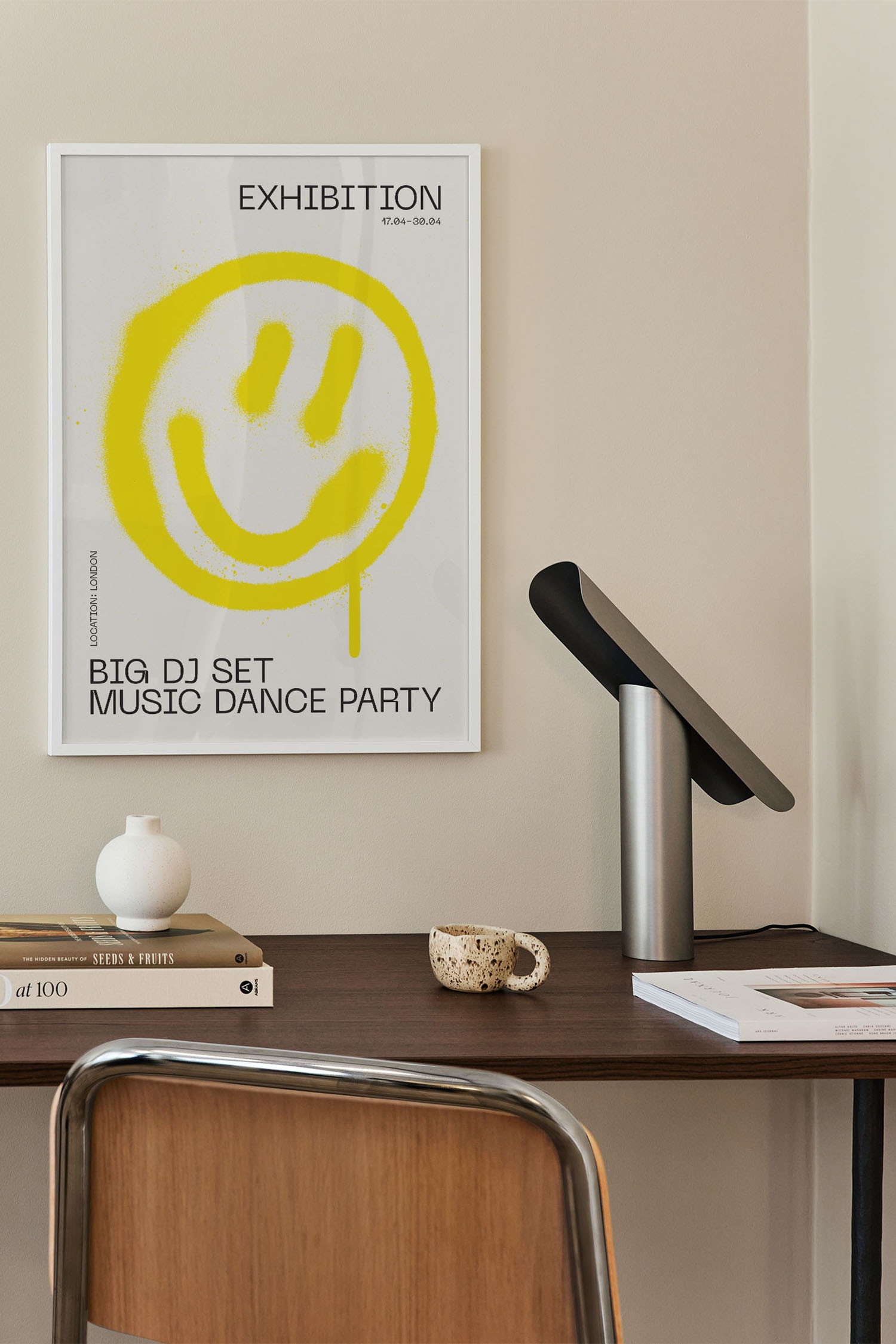 Music Dance Party Plakat - Gul/hvid