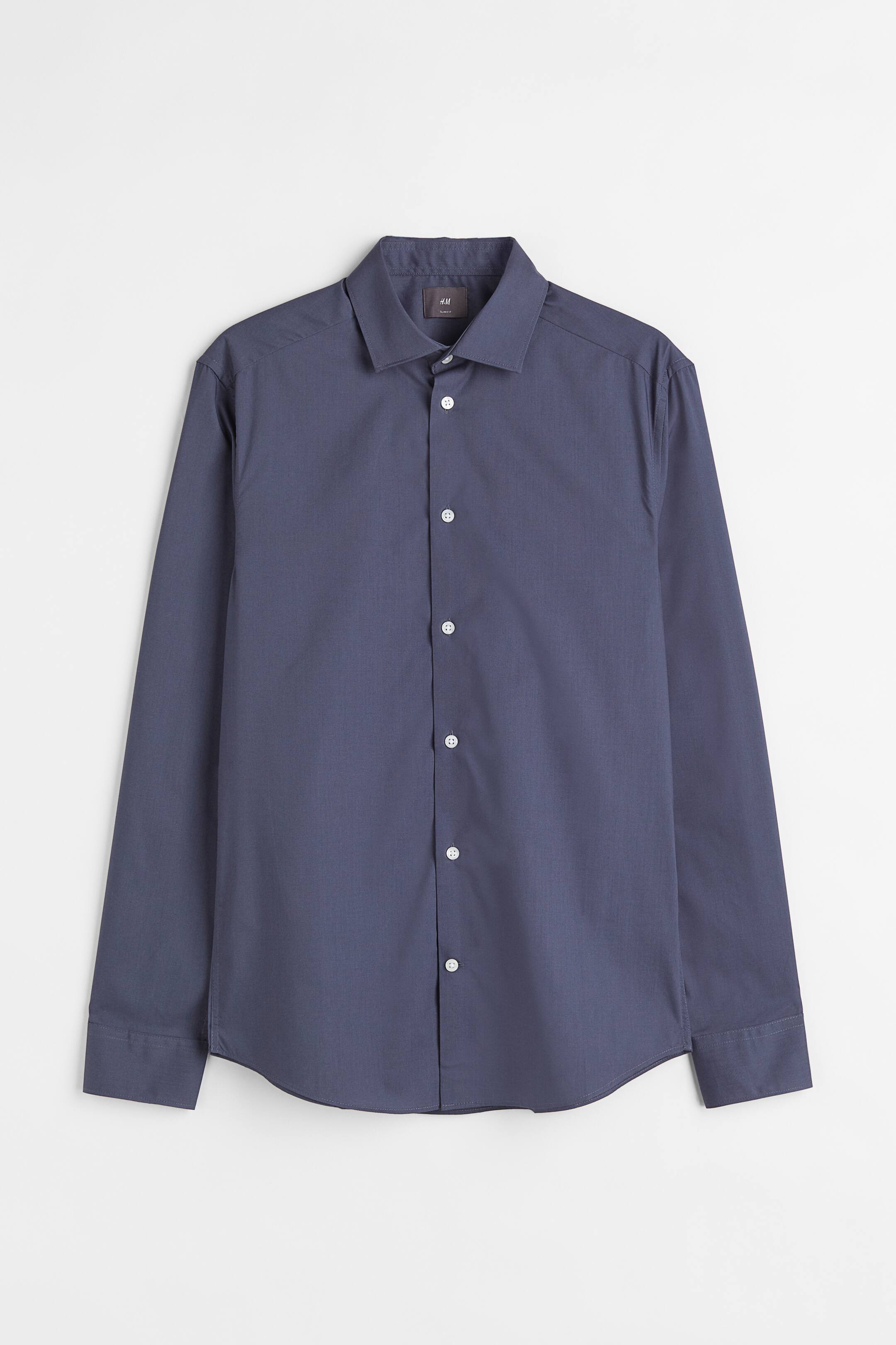 View larger image: COOLMAX® Slim Fit Shirt - Dark blue - Men | H&M 1