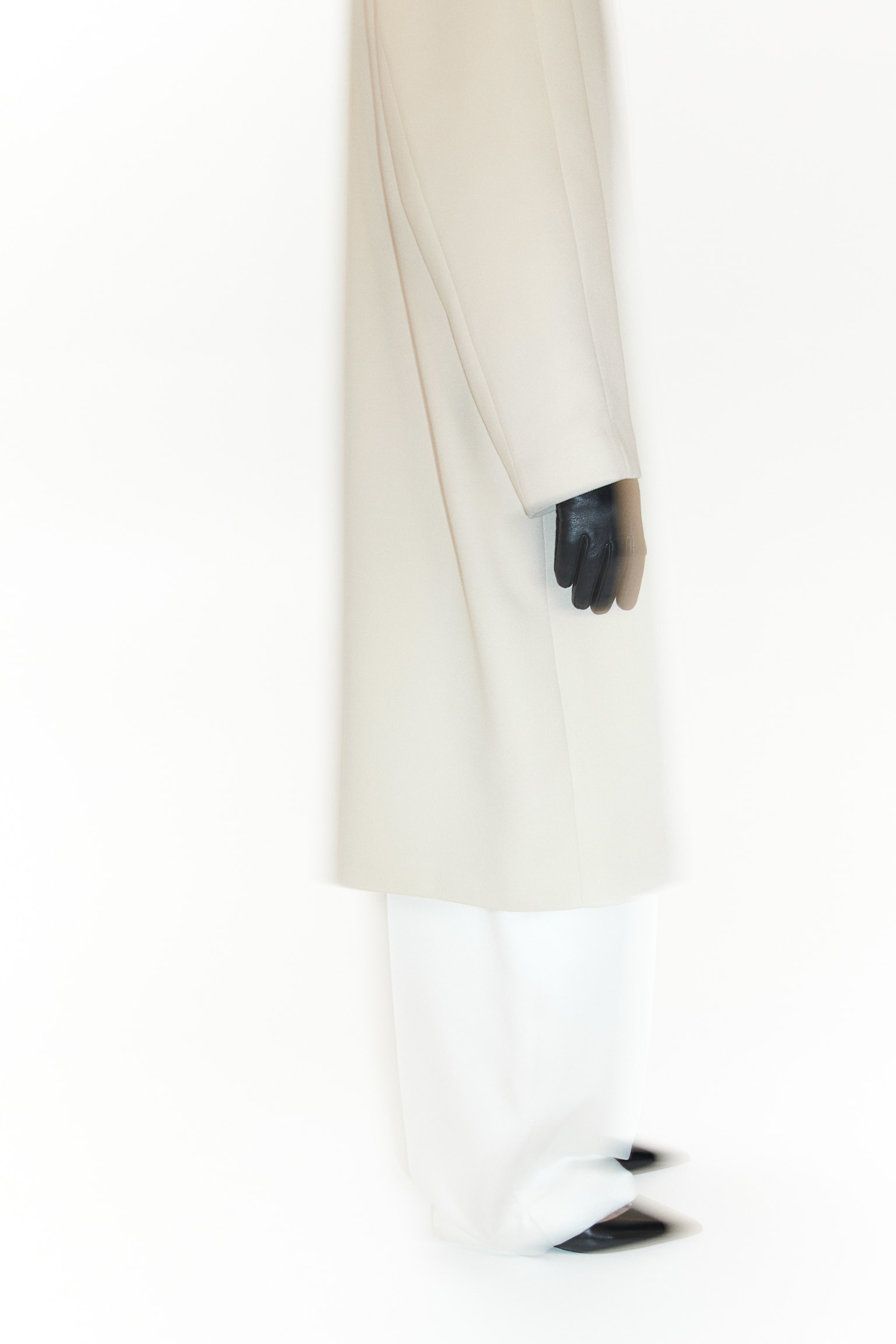 Double Breasted Midi Coat - Light beige/Black - 6