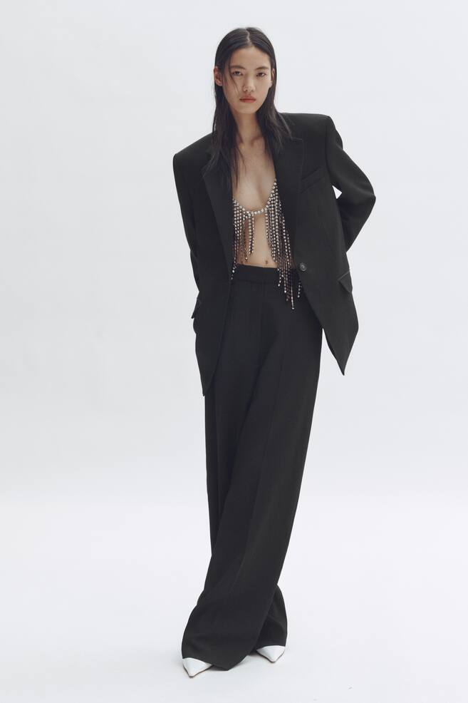 Blazer de botonadura sencilla en lana - Negro - 3