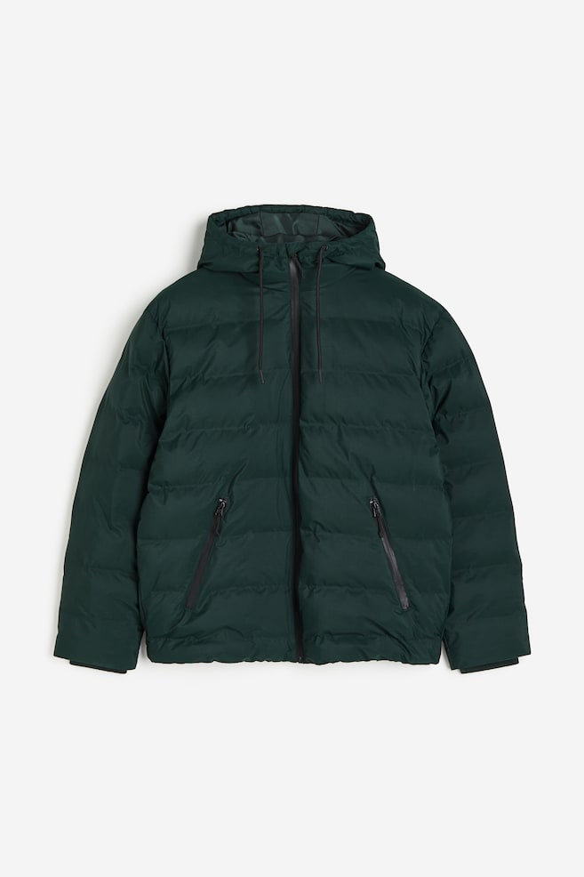 Water-repellent puffer jacket - Forest green/Black/Light beige/Brown - 1
