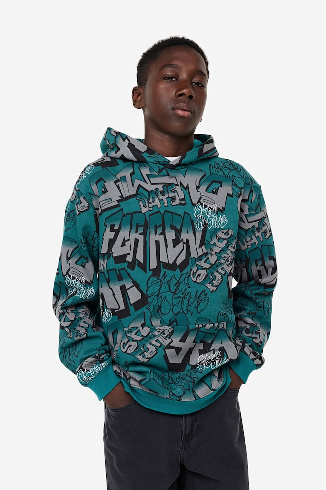 Printed hoodie - Dark turquoise/Graffiti/Dark grey/DWNLD/Dark blue/WRLD/Red/Basketball/dc/dc/dc/dc/dc/dc/dc/dc - 2