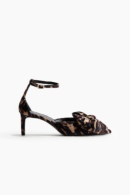 Slingbacks i velour med rosett