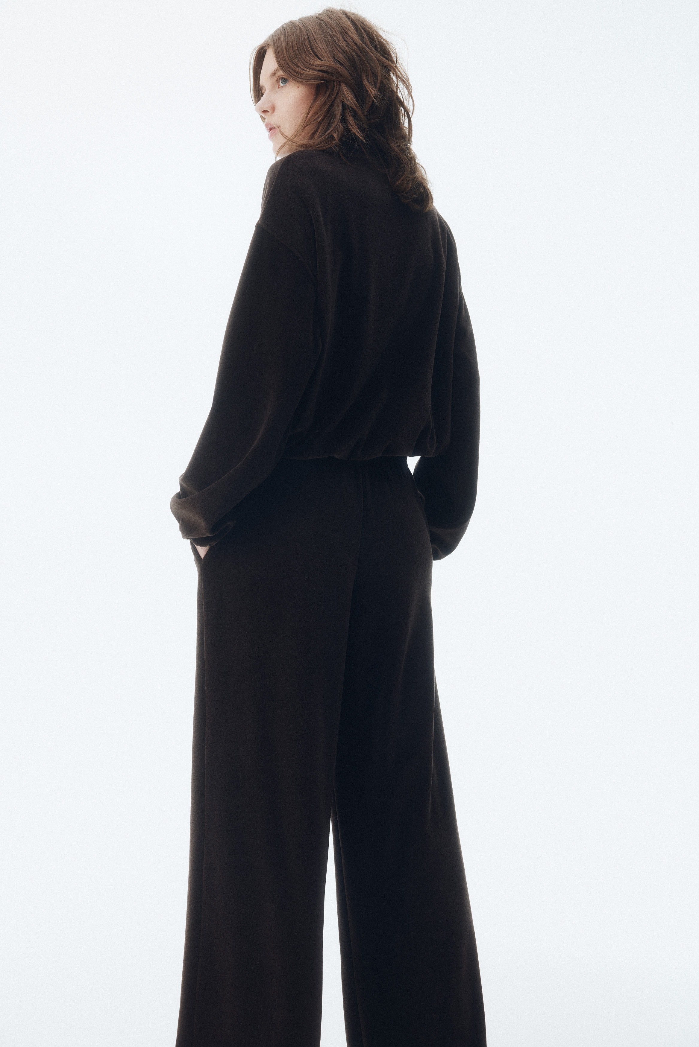 Velour pull-on trousers