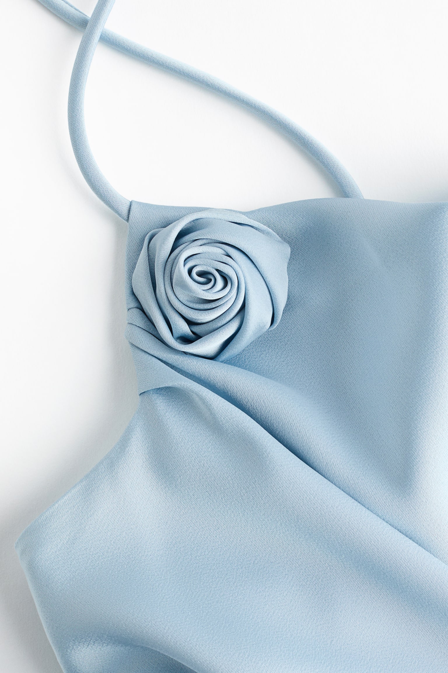 Asymmetric Satin Dress - Light blue/Light beige/dotted - 2