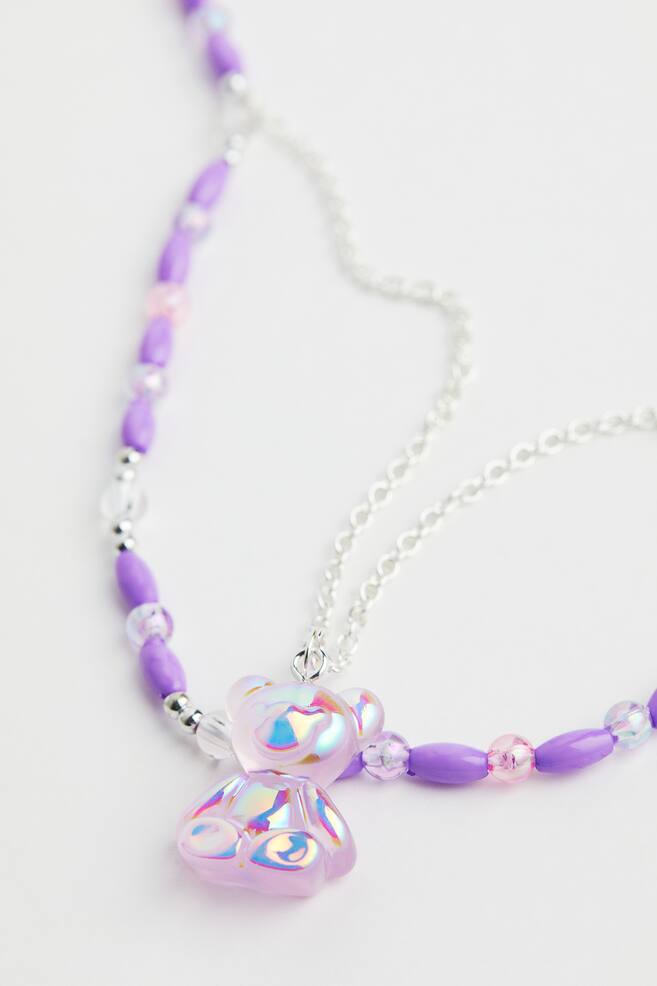 Halskette mit Perlen - Lila/Teddybär/Rosa/Mehrfarbig - 2