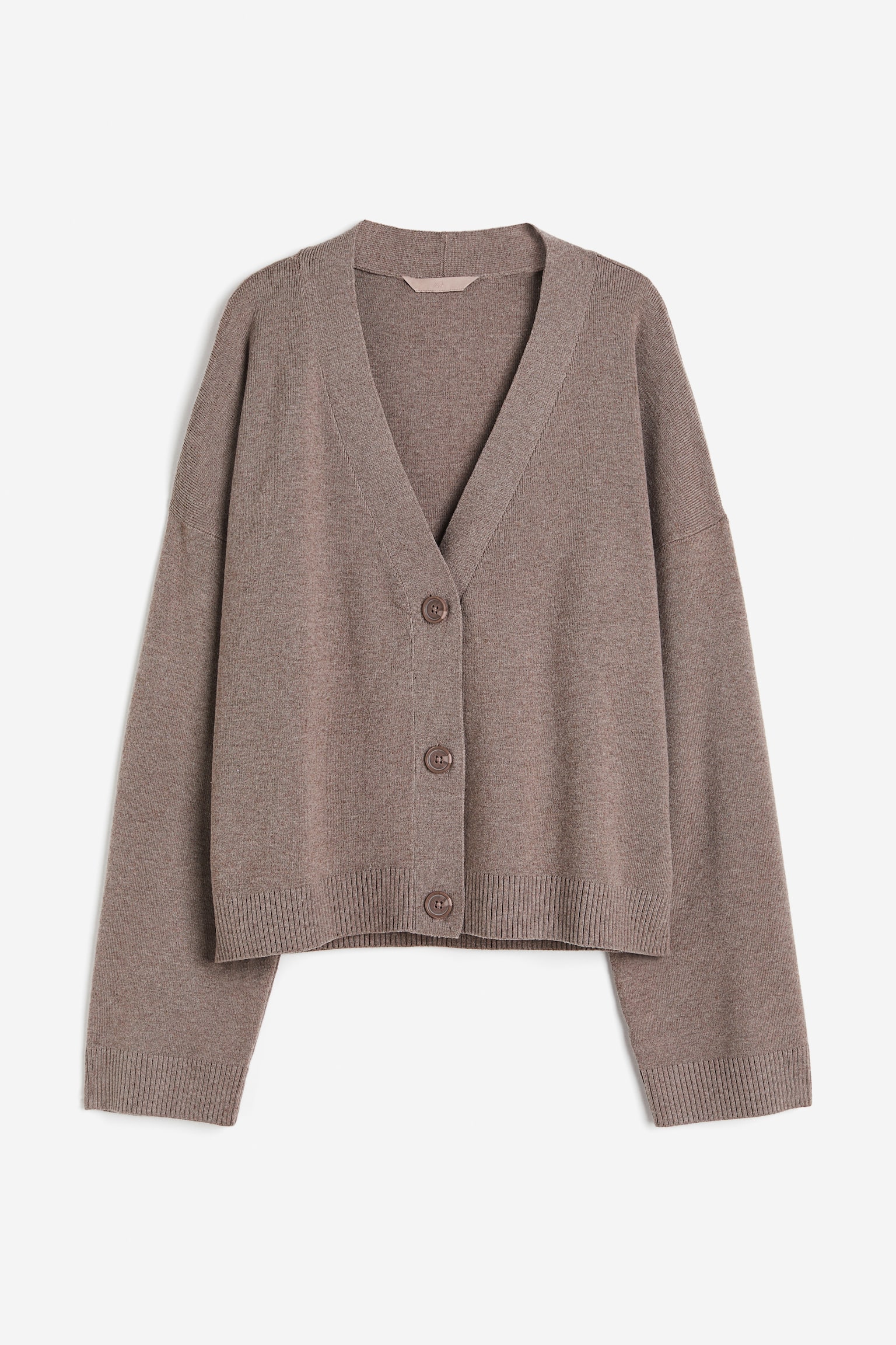 Fine-knit Cardigan - Brown/Light beige