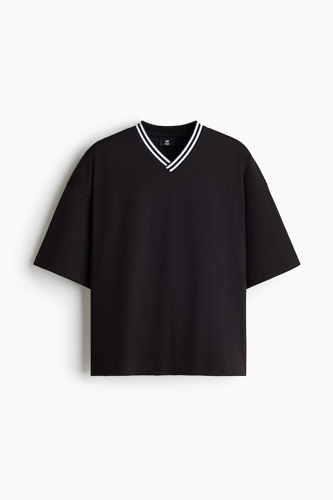 Oversized Fit Cotton T-shirt - Black/White - 1