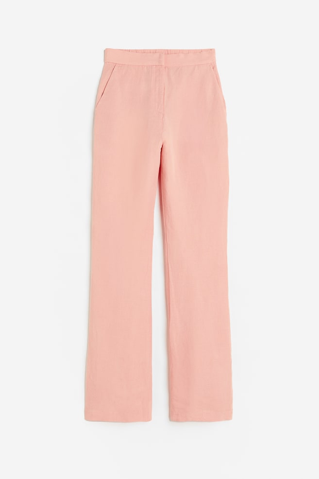 Flared linen-blend trousers - Apricot