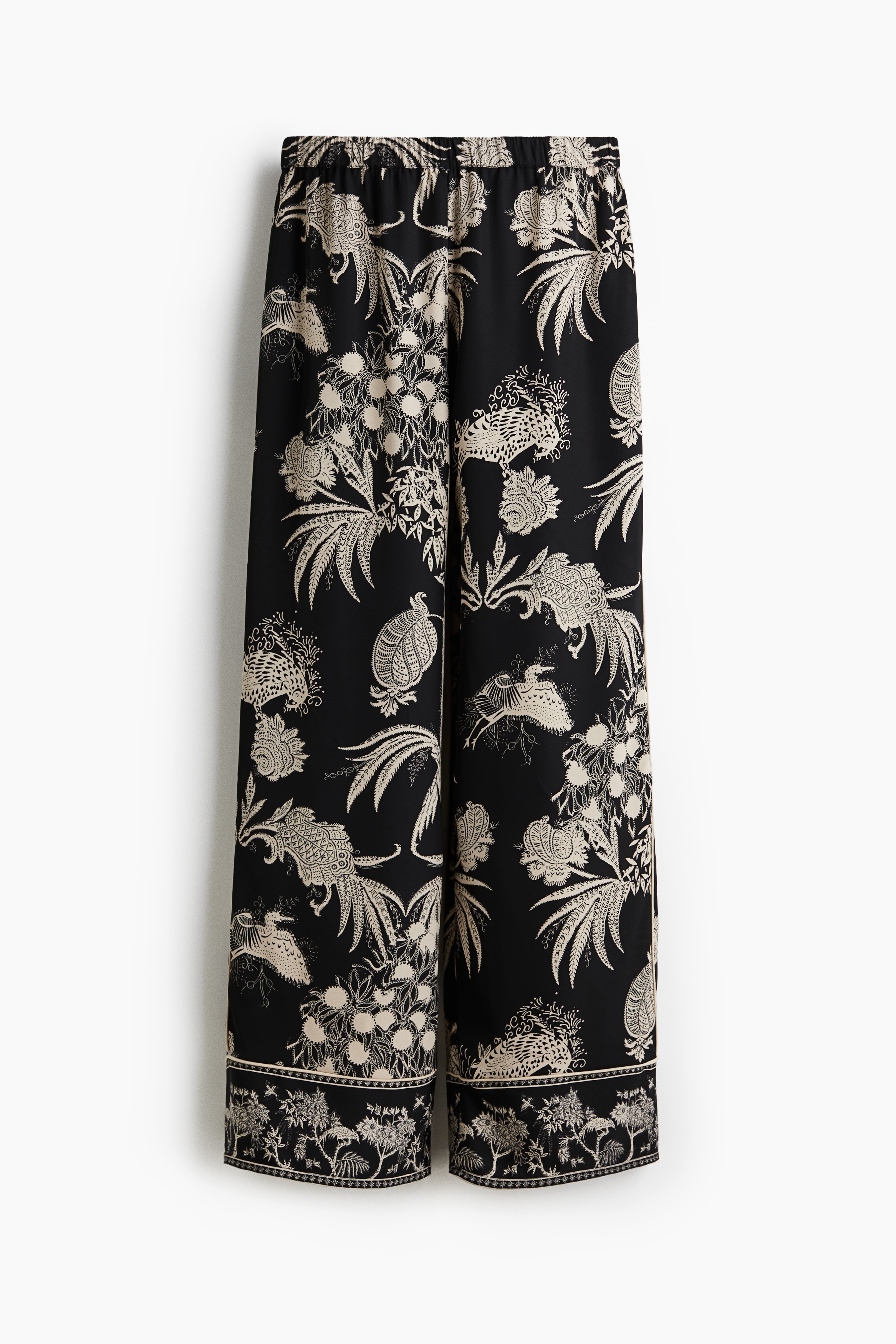 Printed pull-on trousers - Black/Patterned