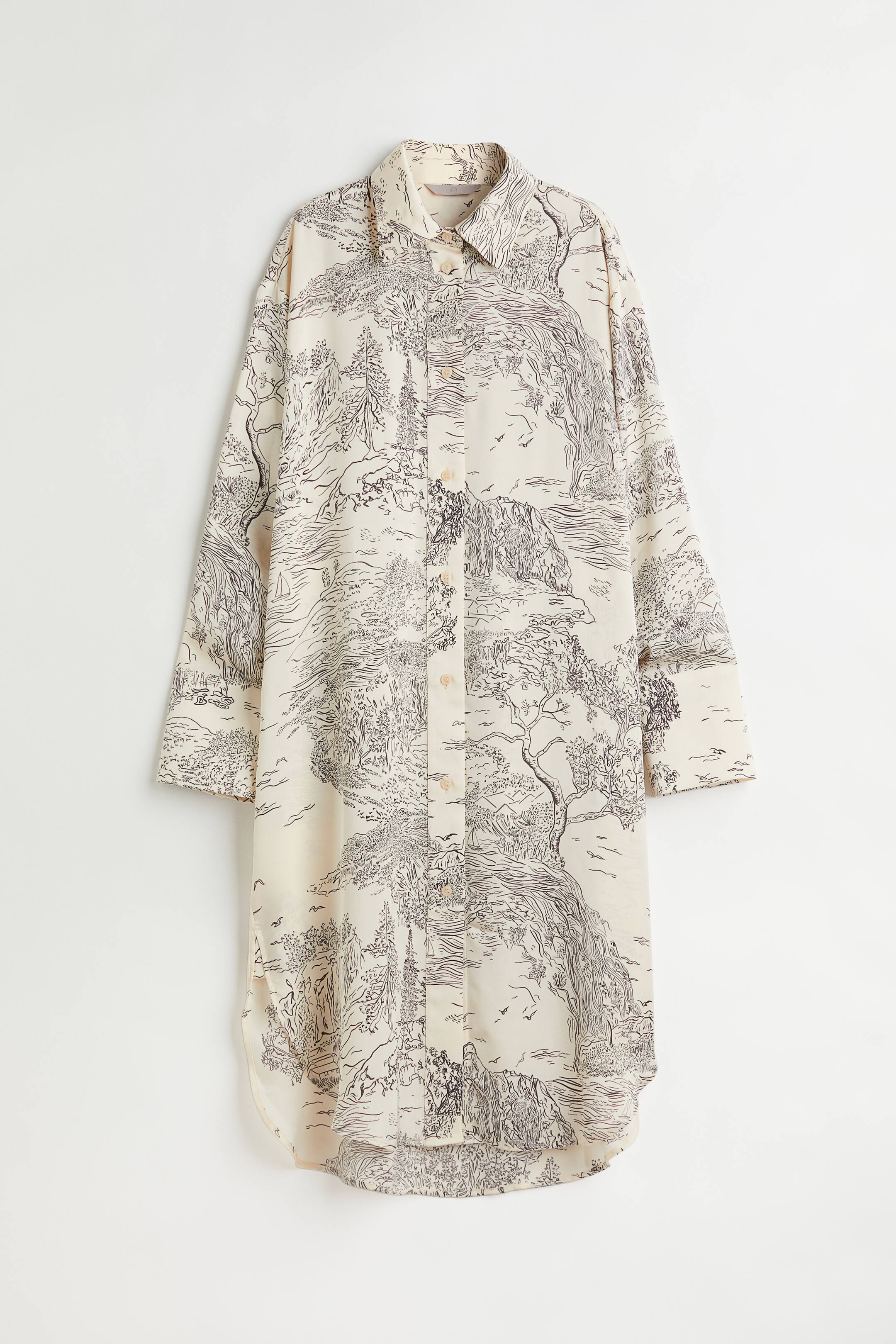View larger image: Oversized shirt dress - Light beige/Patterned - Ladies | H&M 1