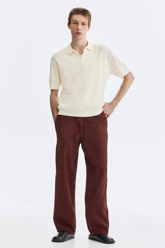 Top polo w warkoczowy splot Regular Fit