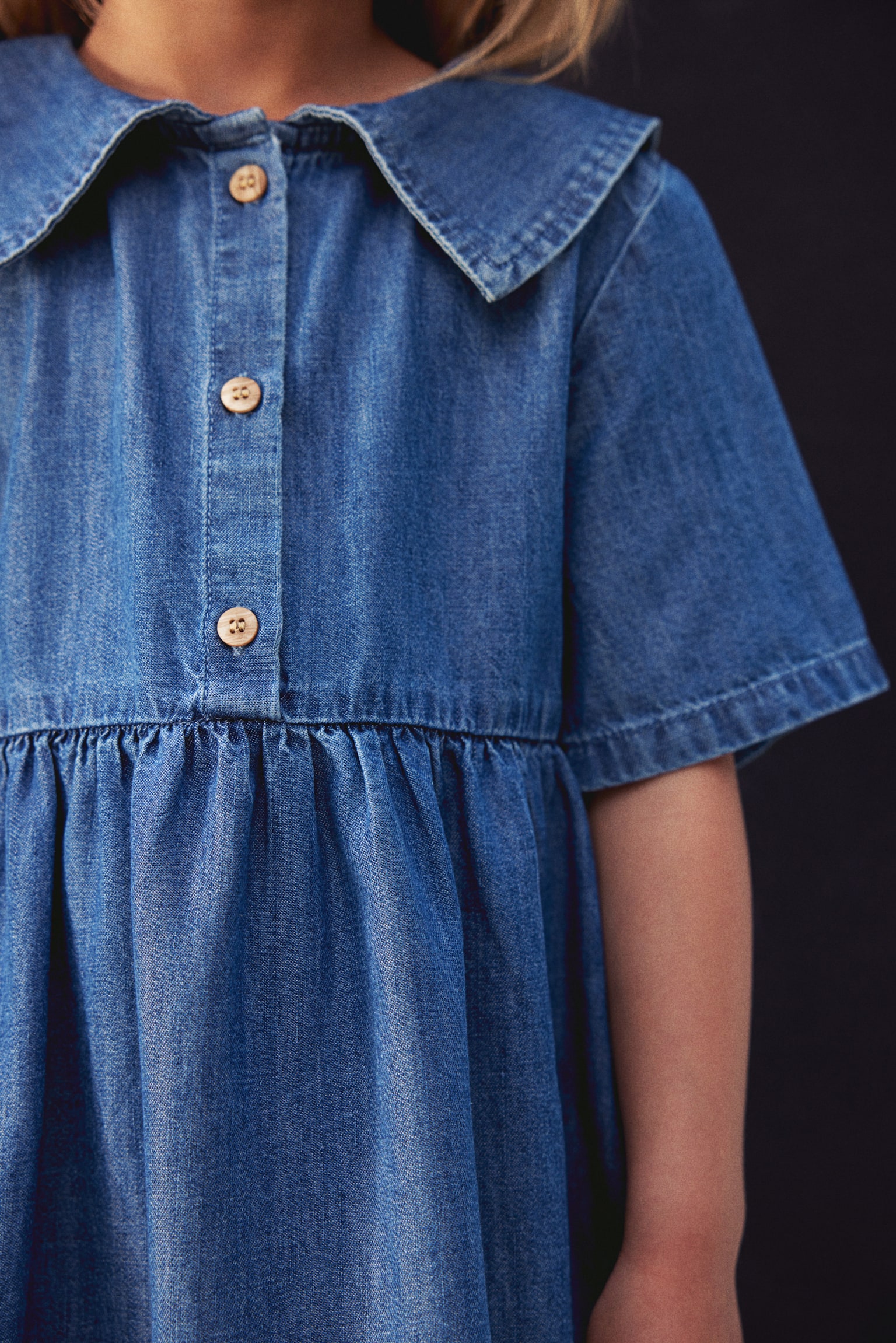 Cotton-blend denim dress - Denim blue - 4