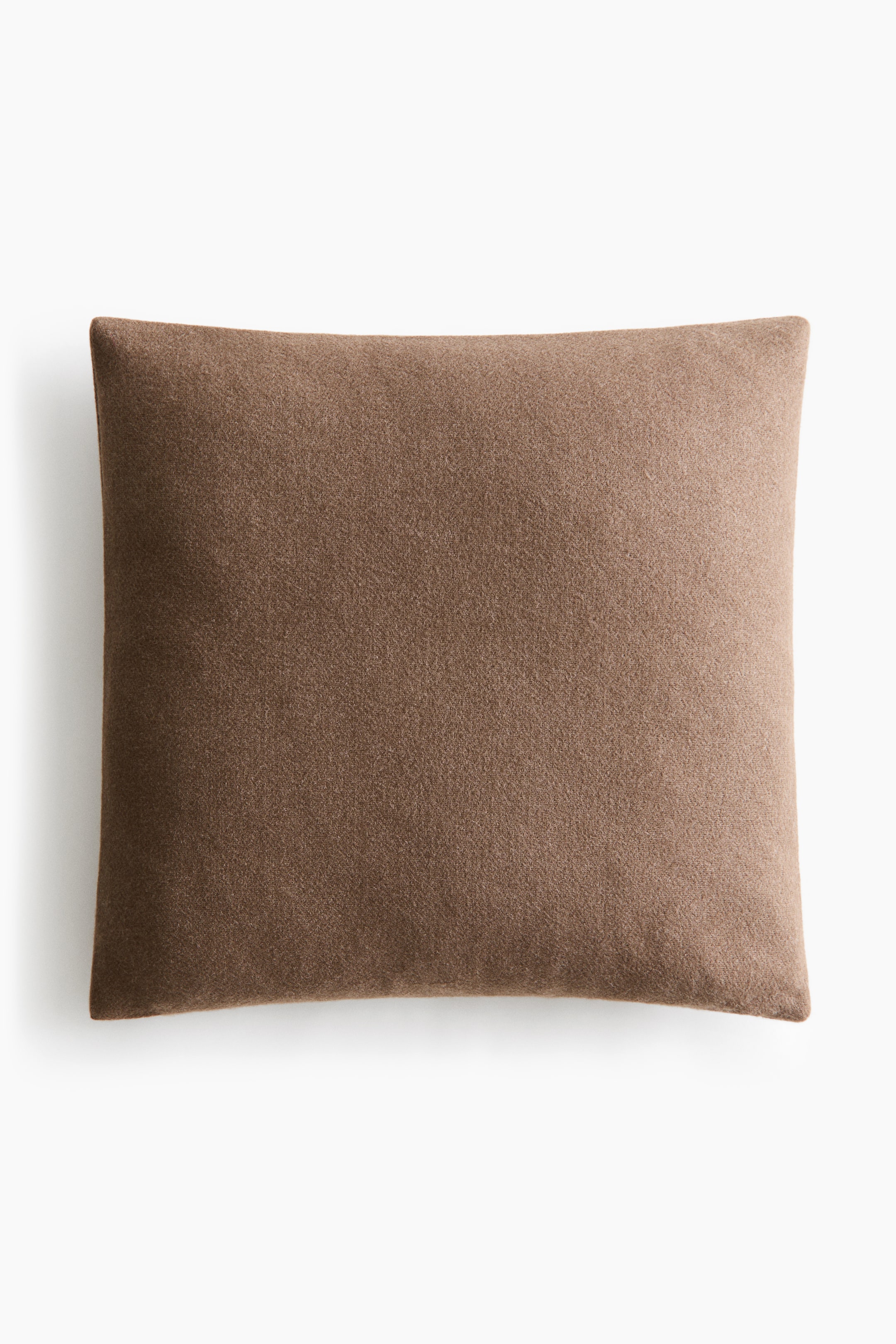 View larger image: A brown square throw pillow is showcasing its front. It features a soft, brushed fabric texture with slightly rounded corners.