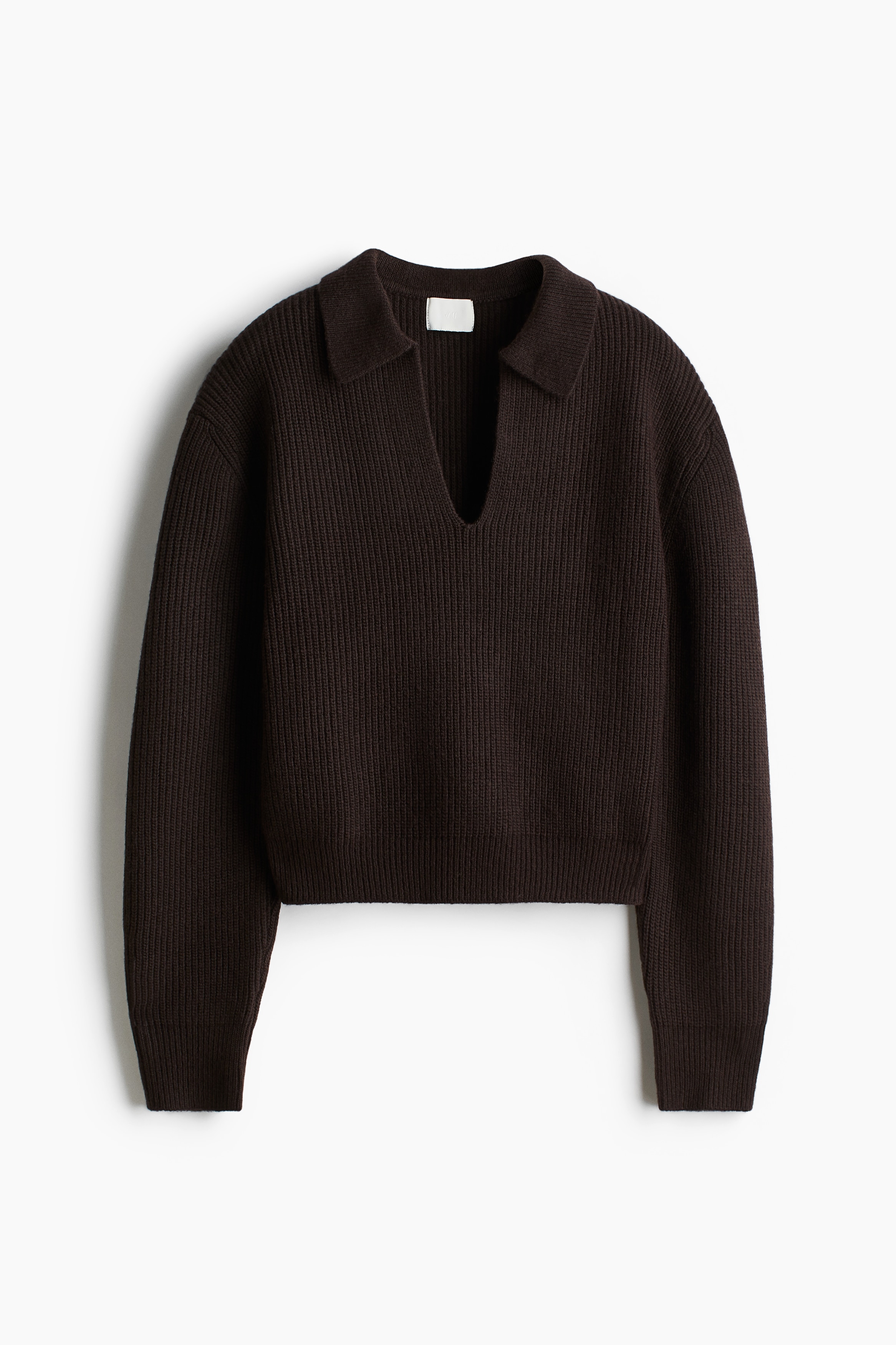 リブニット襟付きセーター - ダークブラウン - レディース | H&M JP