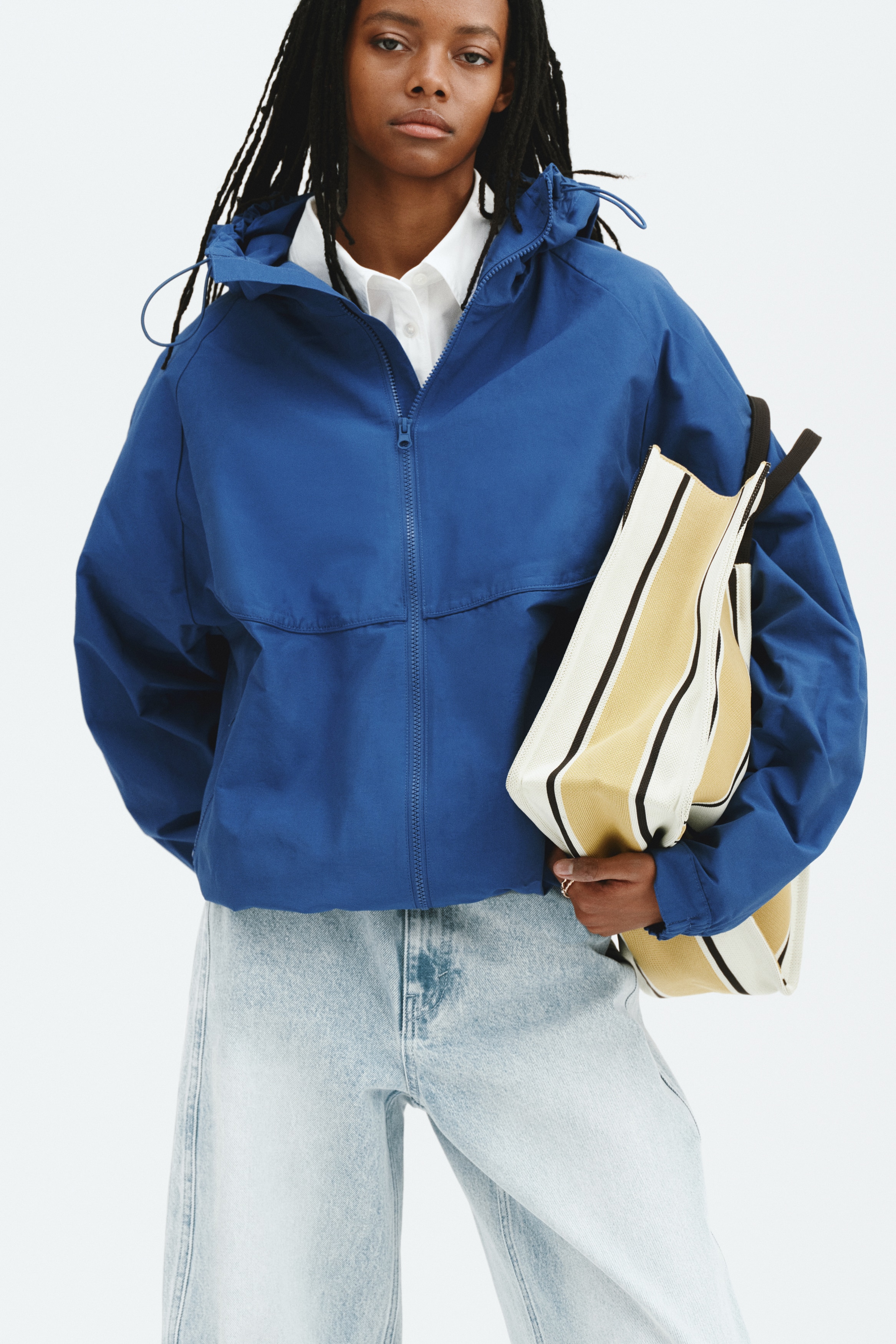 フーデッドウインドブレーカー - ダークブルー - レディース | H&M JP