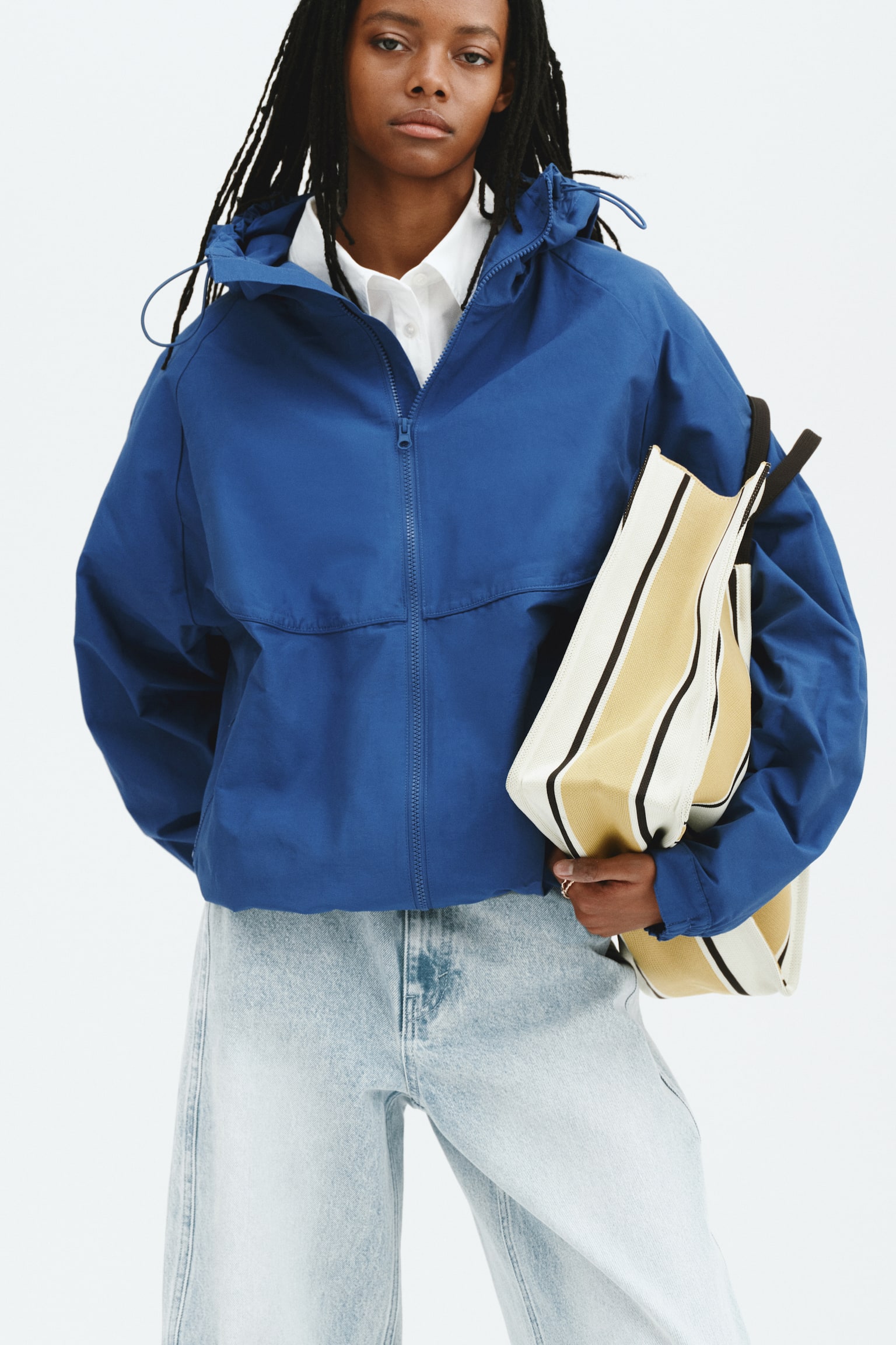 Hooded windbreaker - Dark blue/Cream - 7