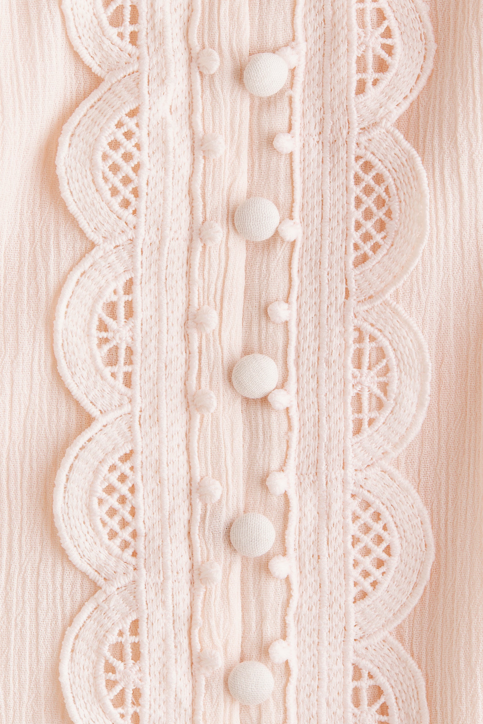 Lace-detail cotton dress - Light pink/Cream/Dark brown - 3