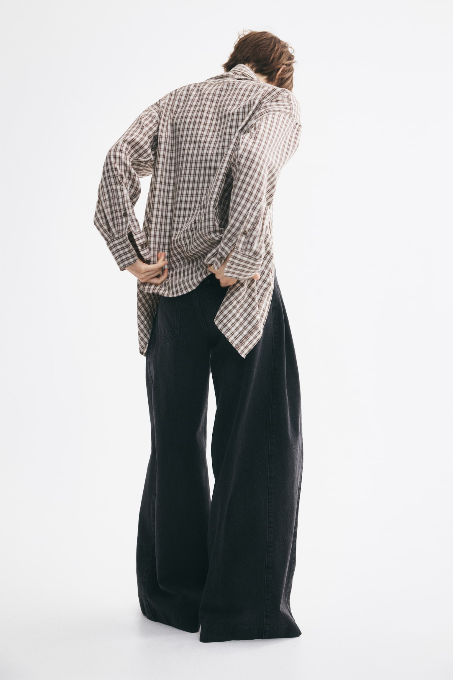 Женские джинсы H&M Extra-Wide Regular-Waist, цвет: Тёмный джинсовый серый — фото 5
