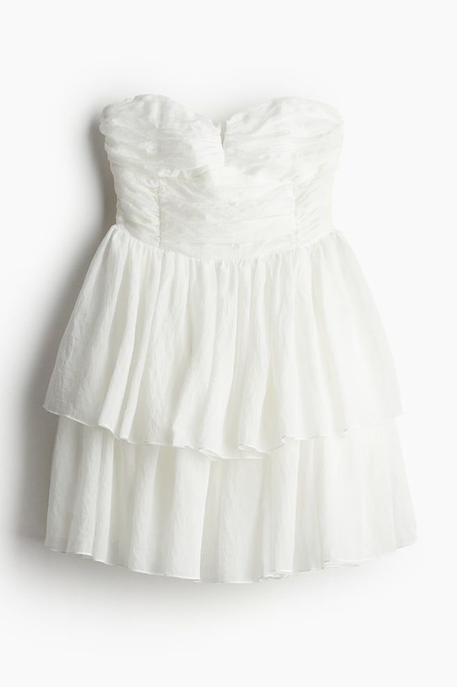 Robe bustier avec jupe évasée - Blanc/Noir/Blanc/fleuri - 1