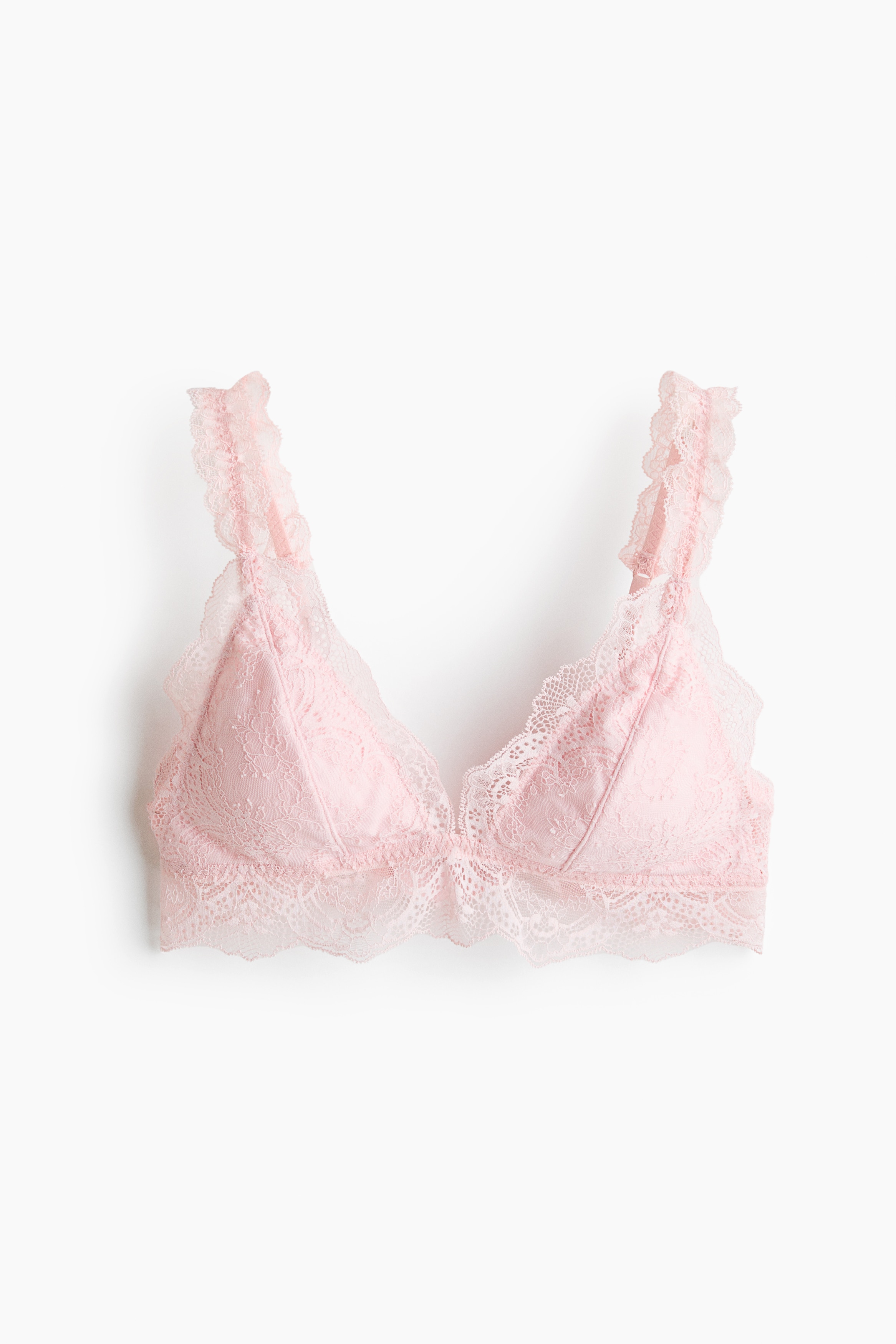 Padded soft lace bra - Light pink/Dark red