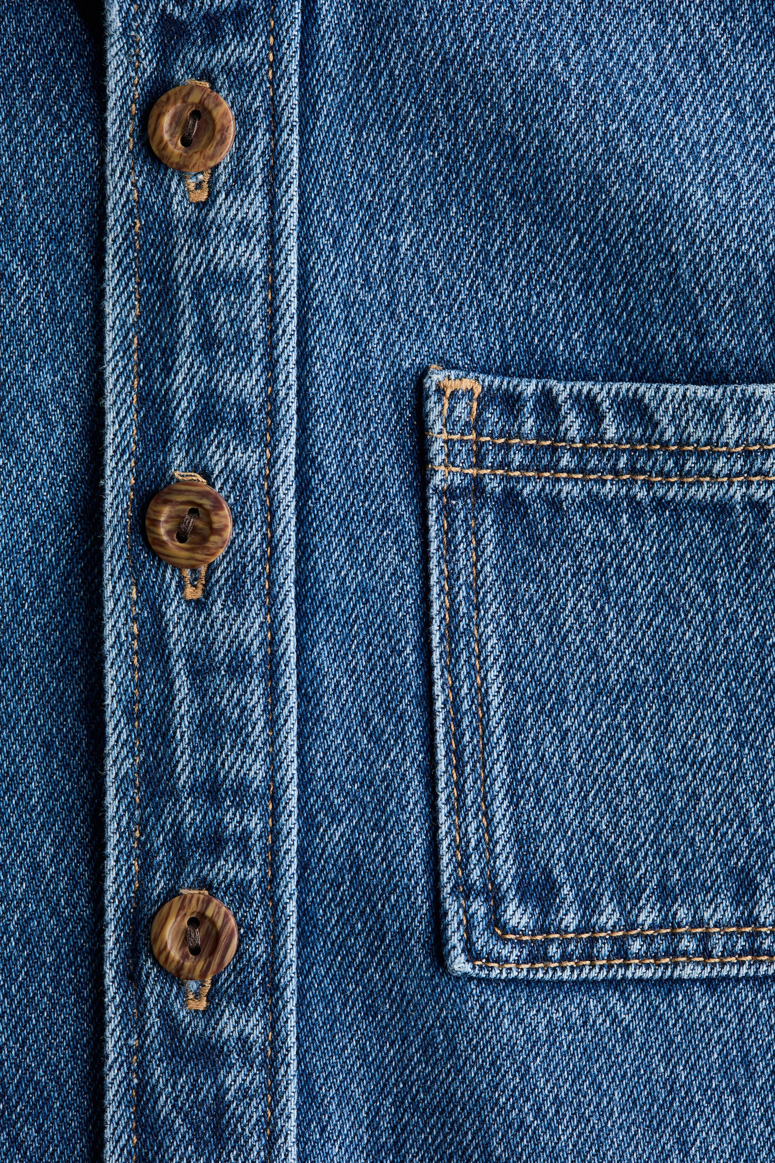 Детская рубашка H&M Denim Overshirt, цвет: Джинсовый синий — фото 5