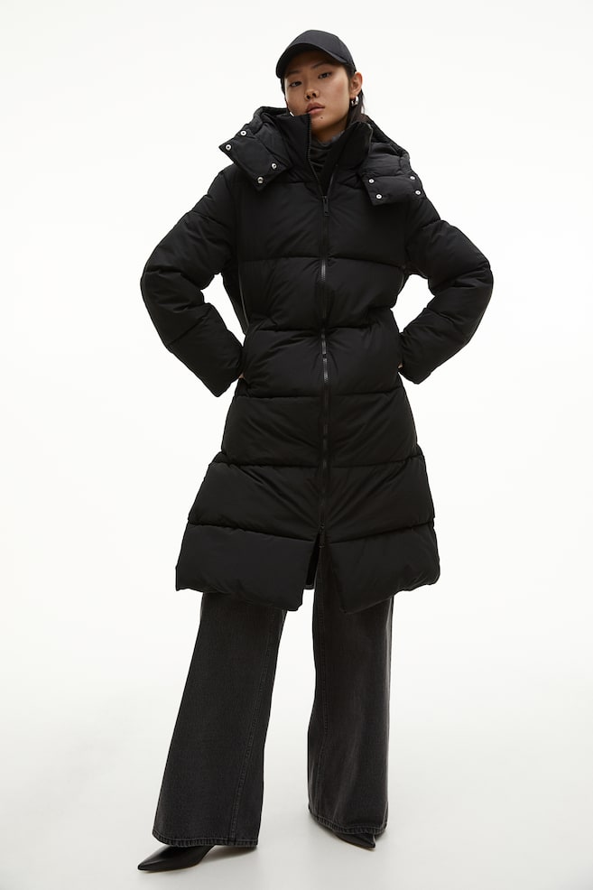Water-repellent puffer coat - Black/Beige - 3